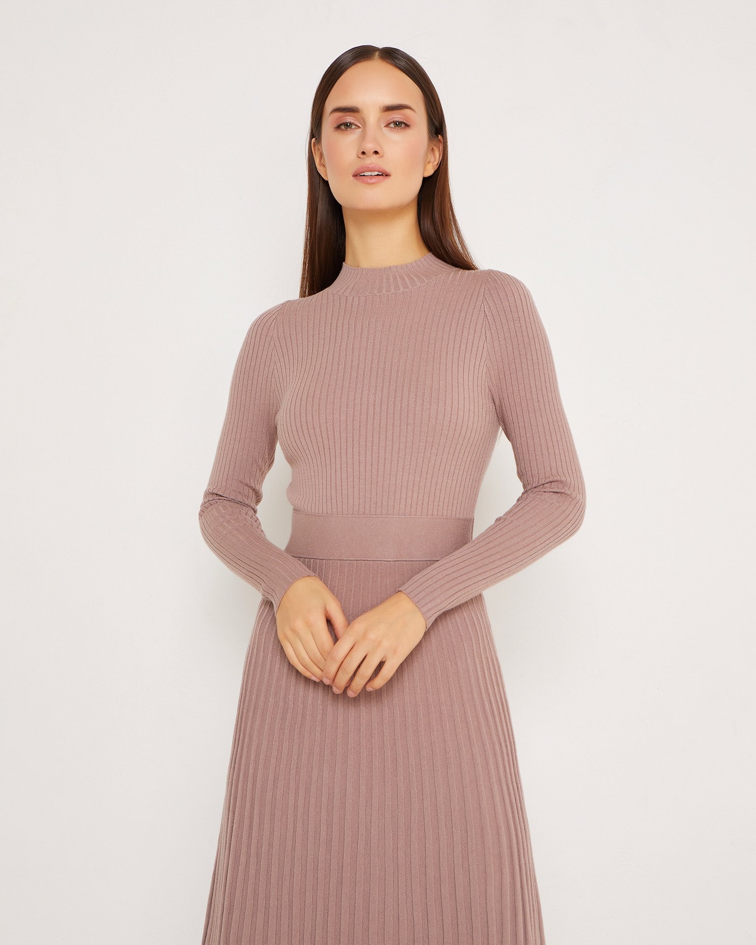 Knitted dress in a coffee colour