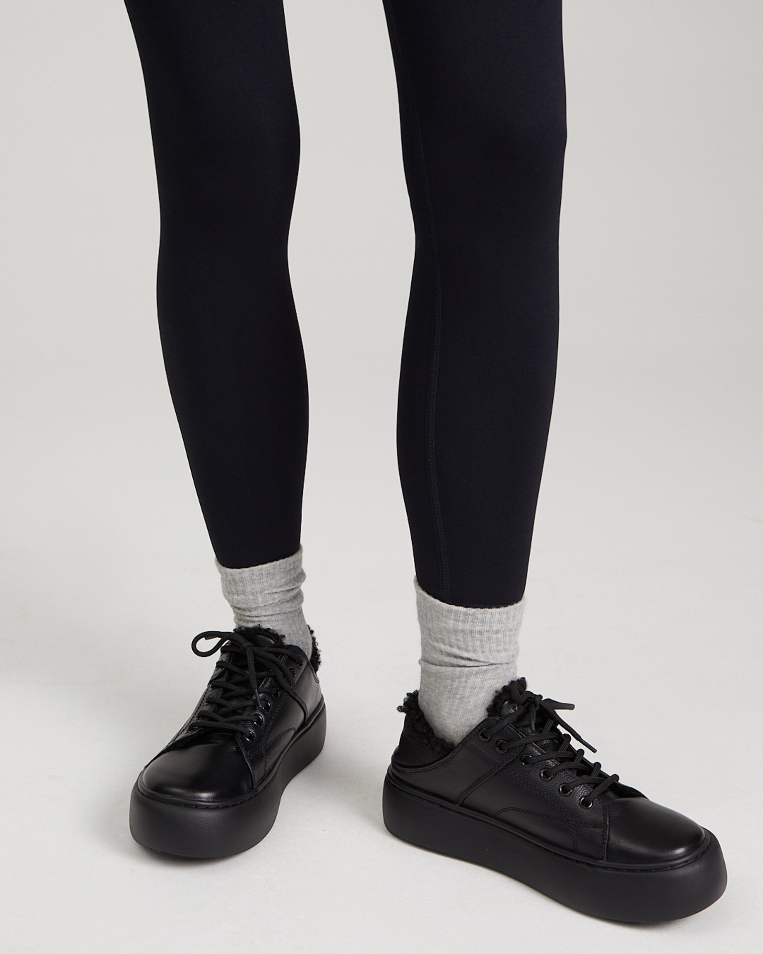 Natural leather sneakers with fur