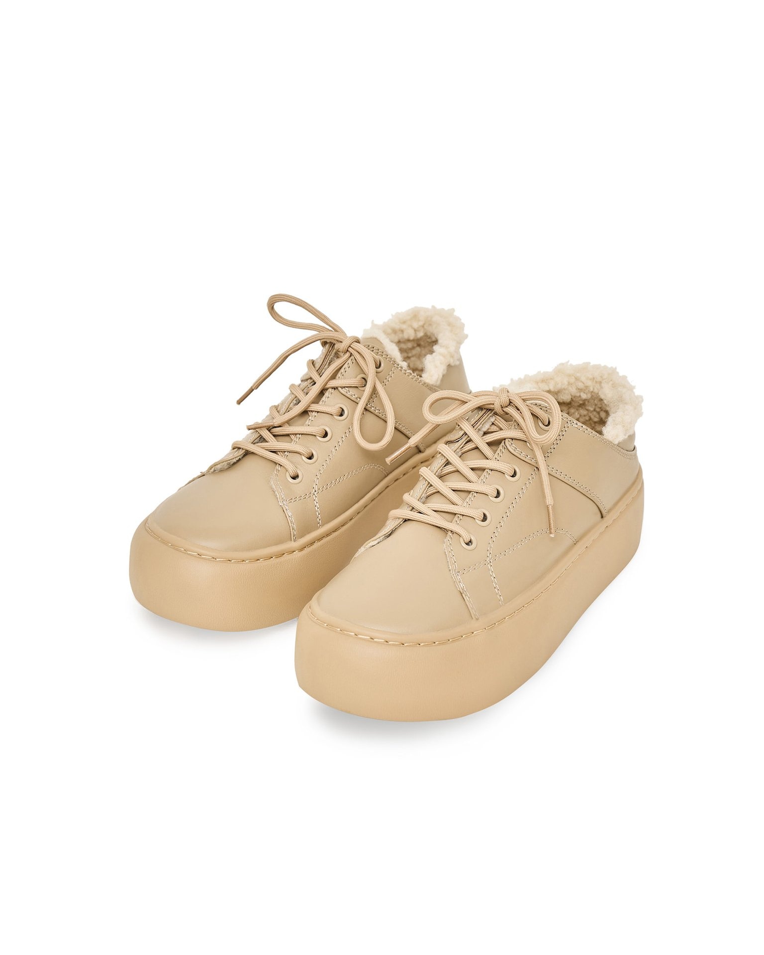 Suede sneakers with fur