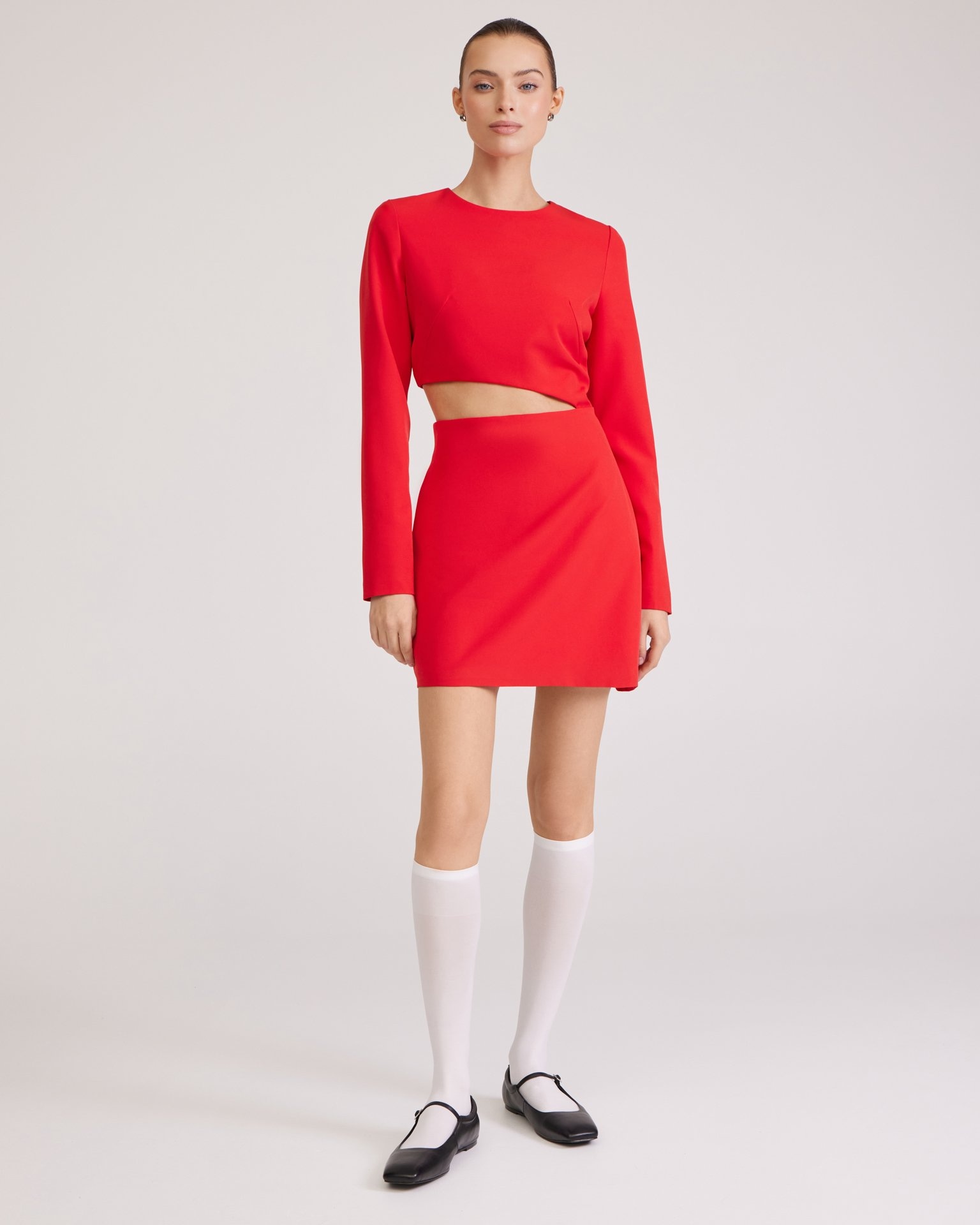 Red Dress with Waist Cut-Out