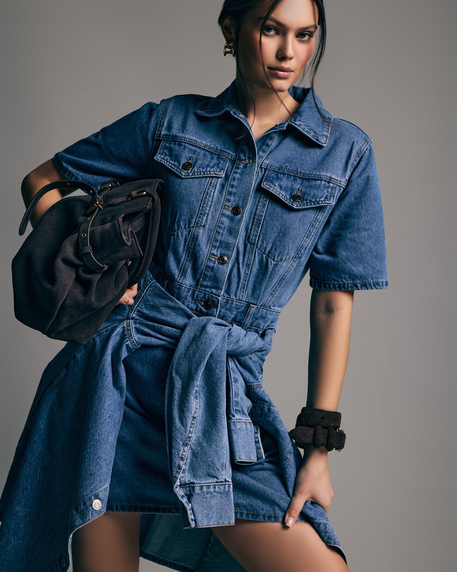 Fitted denim dress