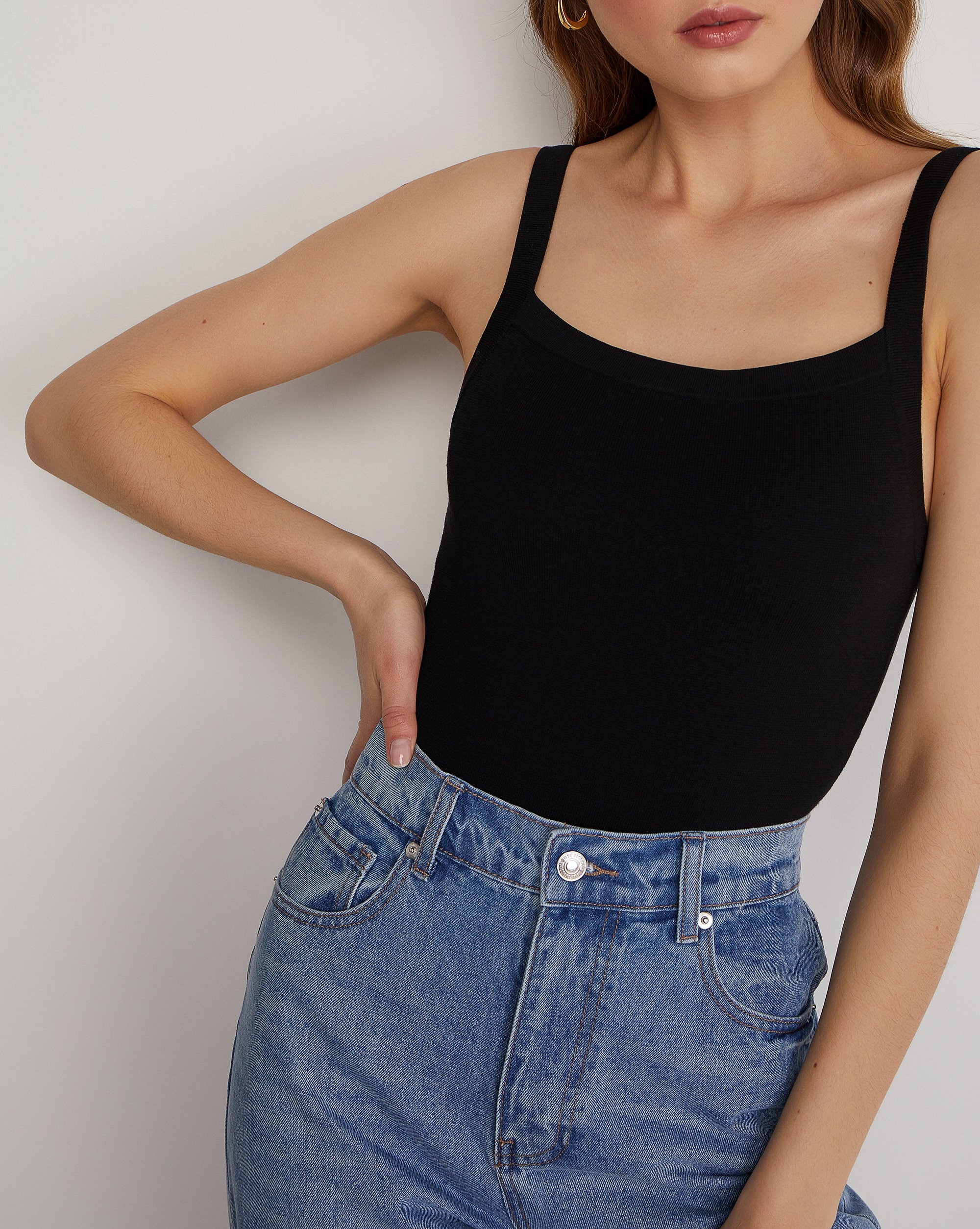 Black spaghetti strap bodysuit