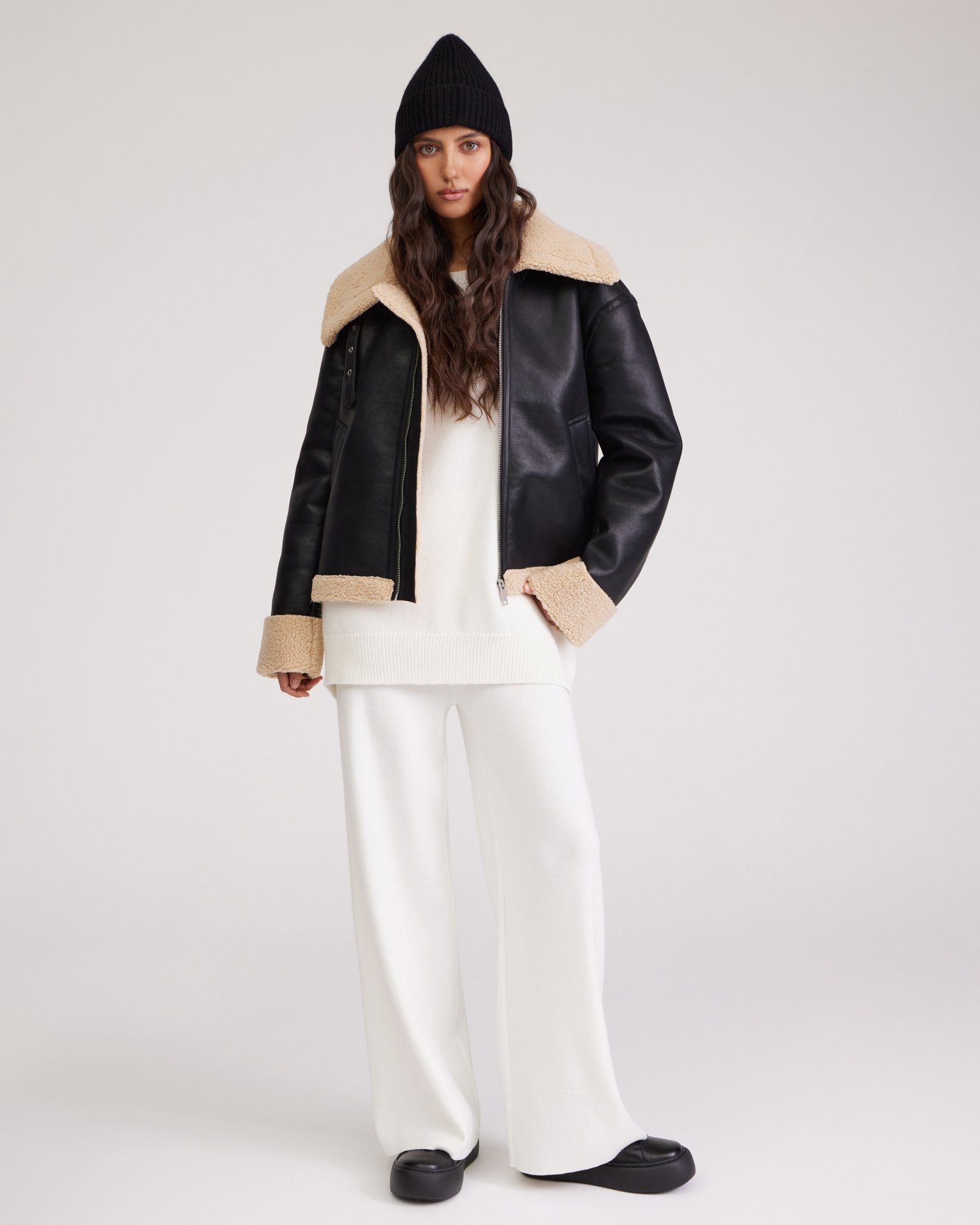 Black shearling coat