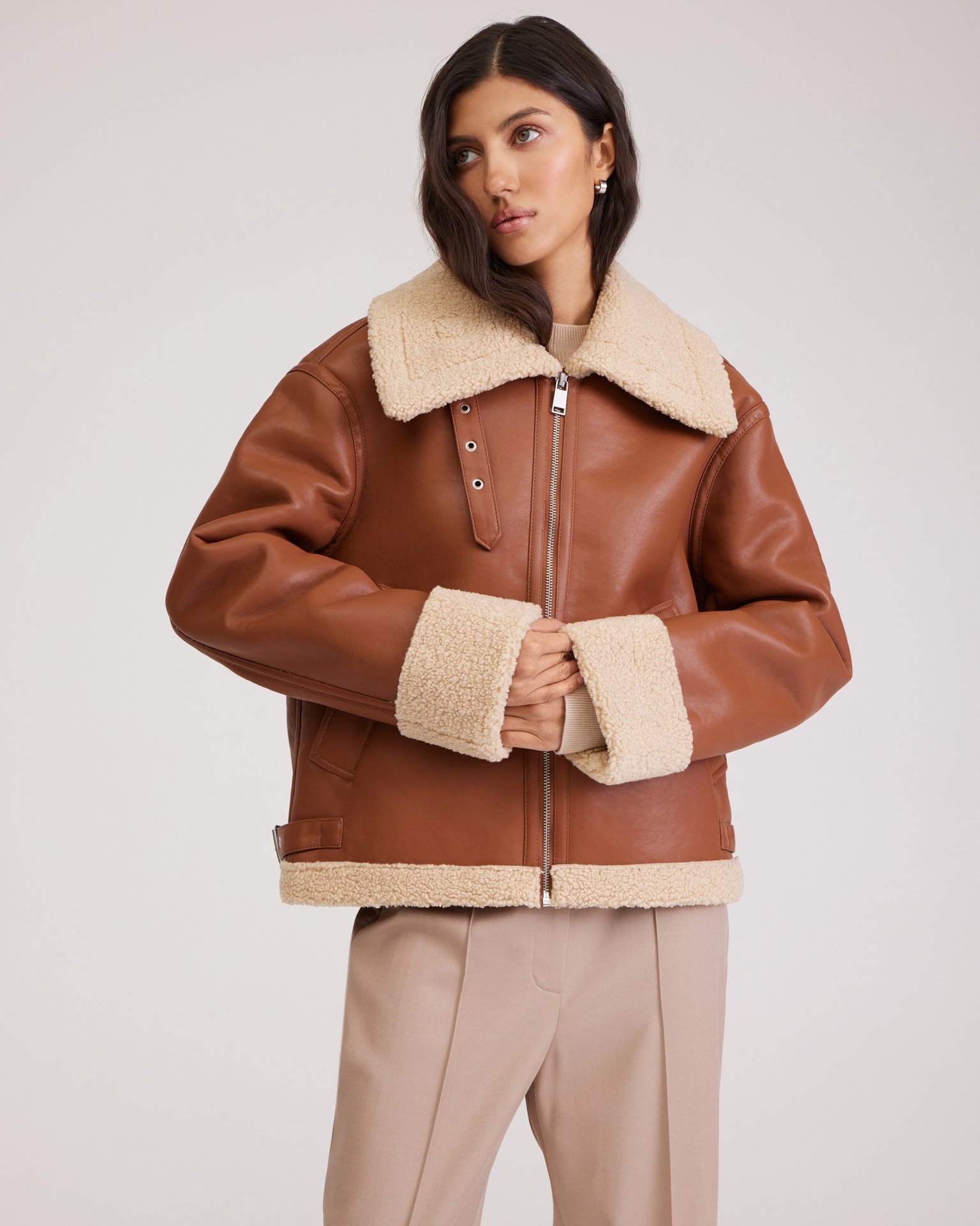 Brown shearling coat