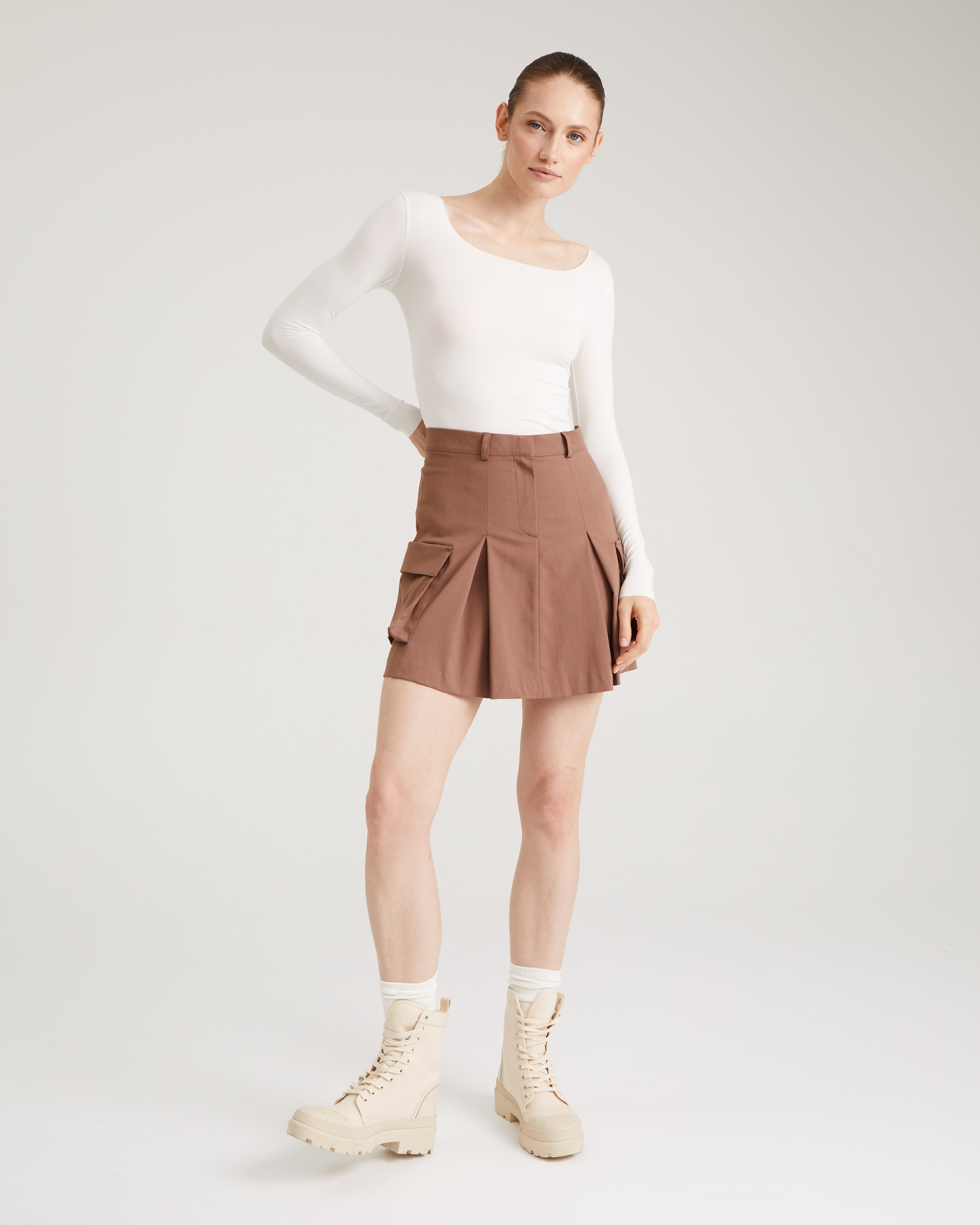 Skirt with patch pockets