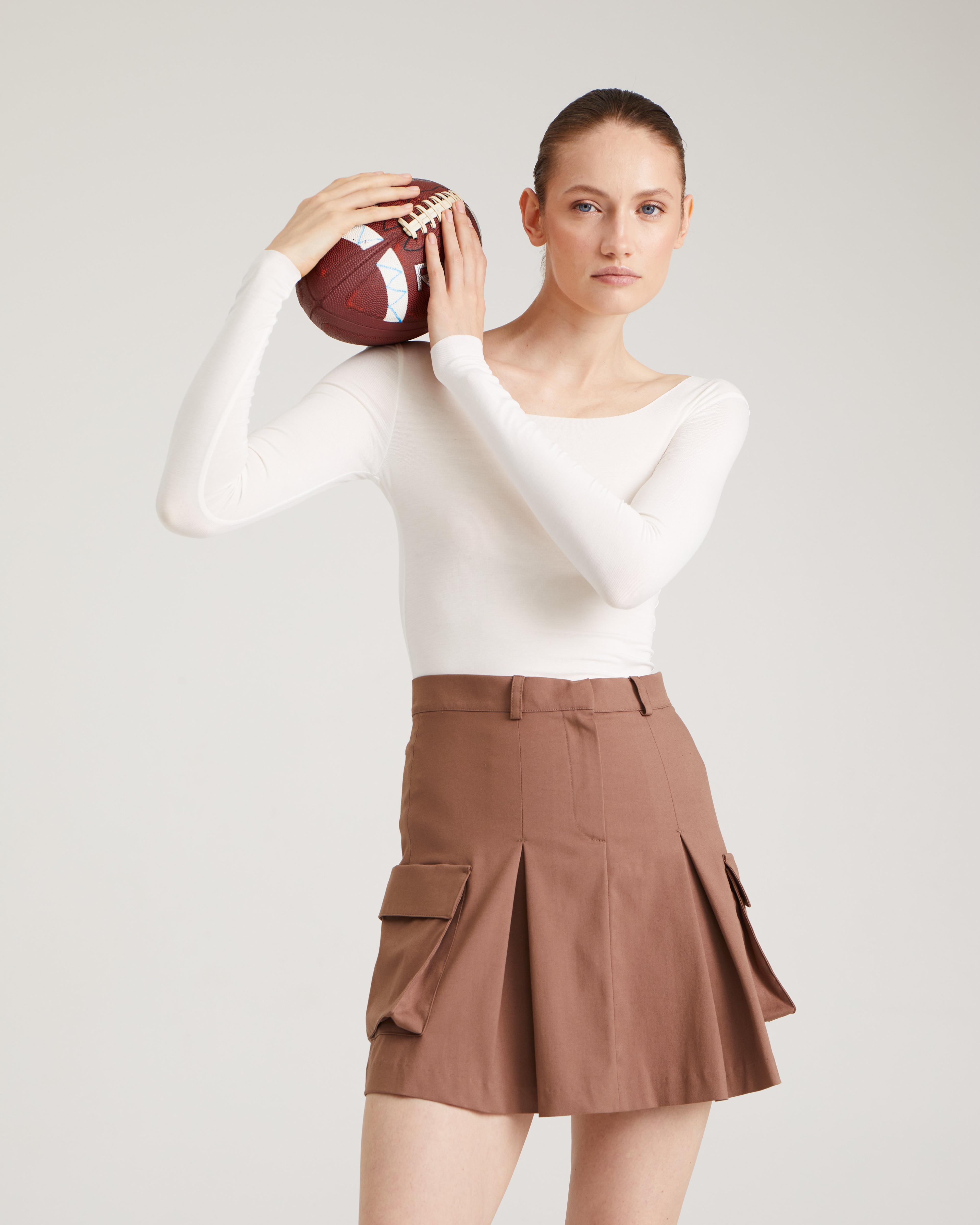 Skirt with patch pockets