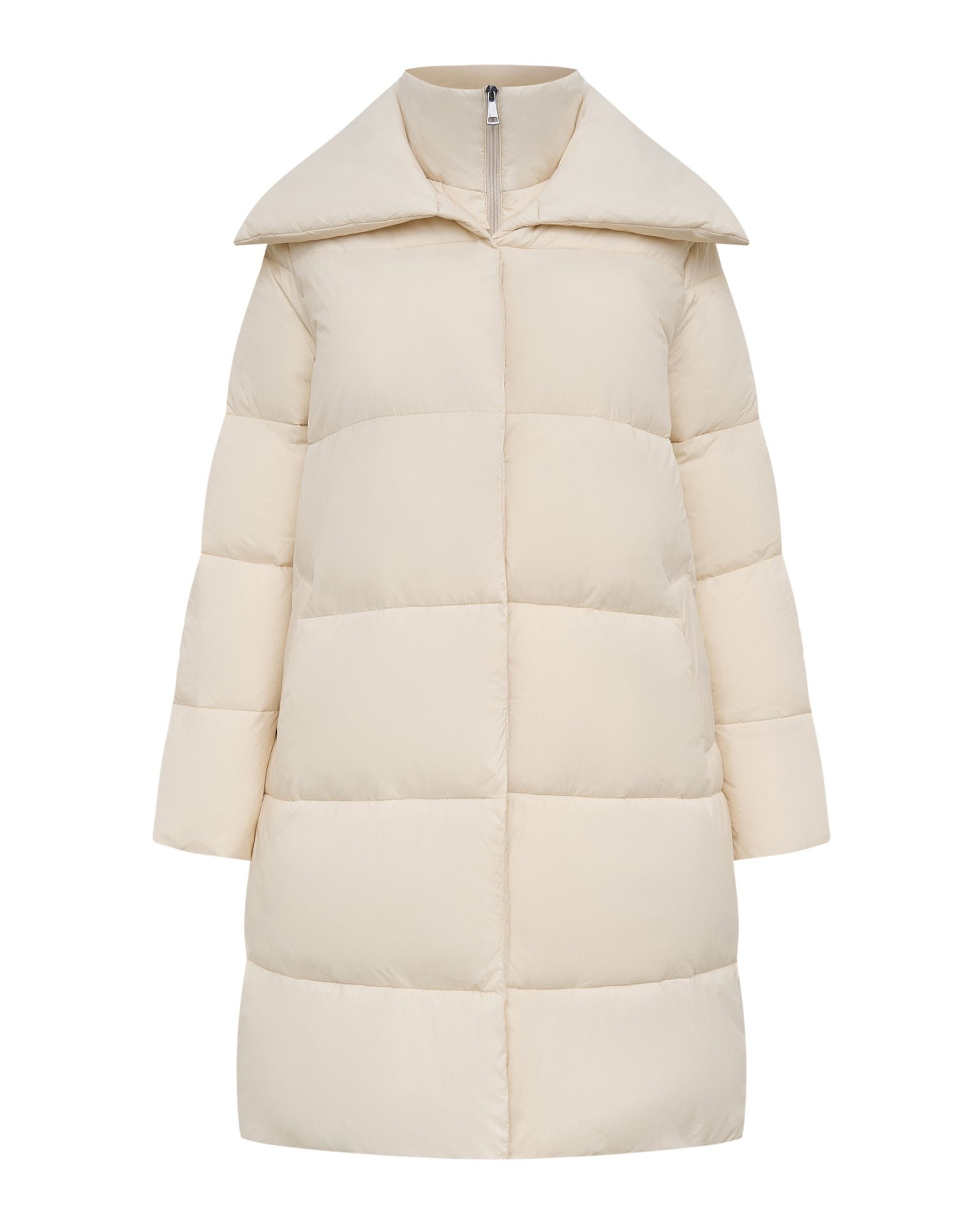 Down coat with turn-down collar