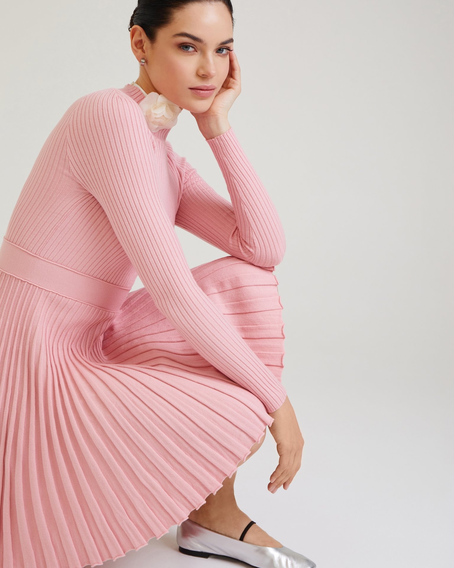 Dress with pleated skirt