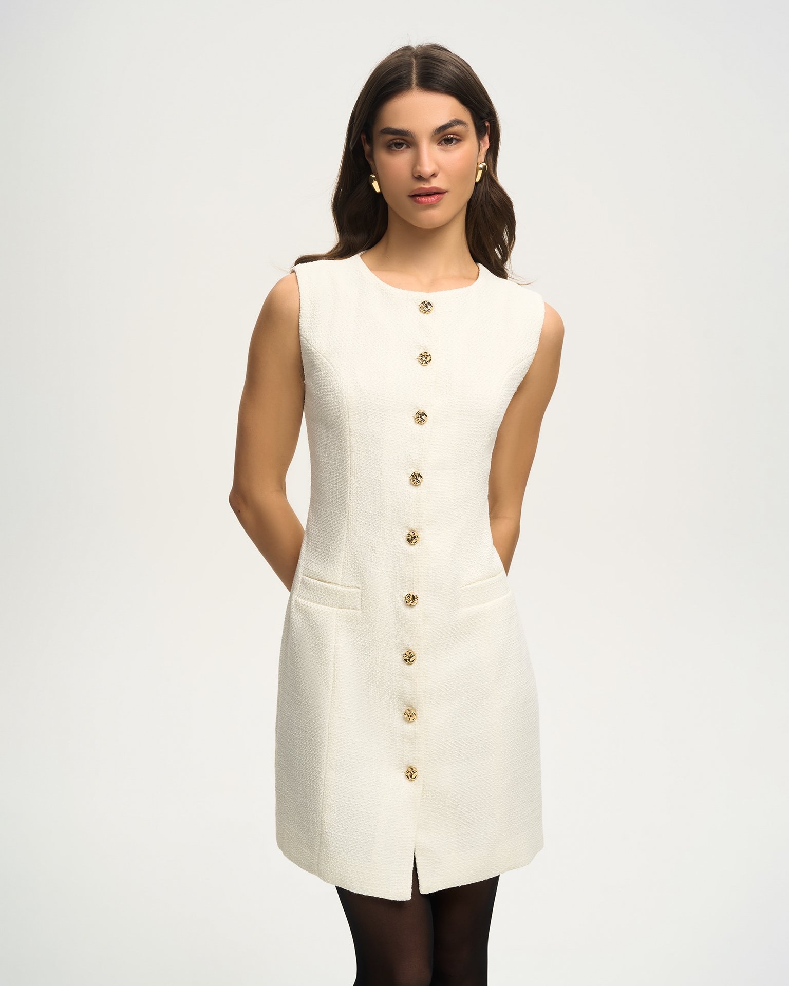 Milk-Coloured Tweed Dress