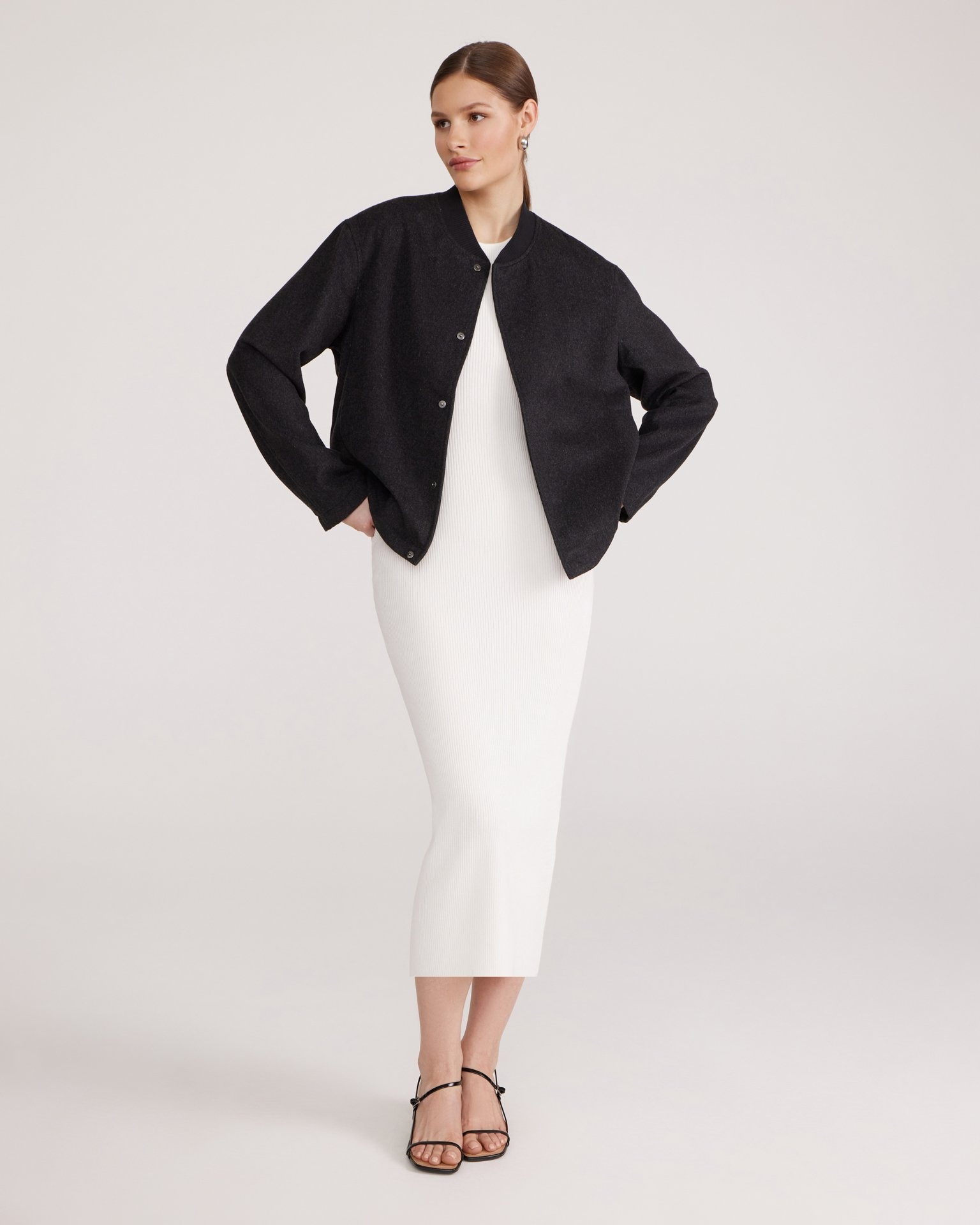 Dark grey wool bomber