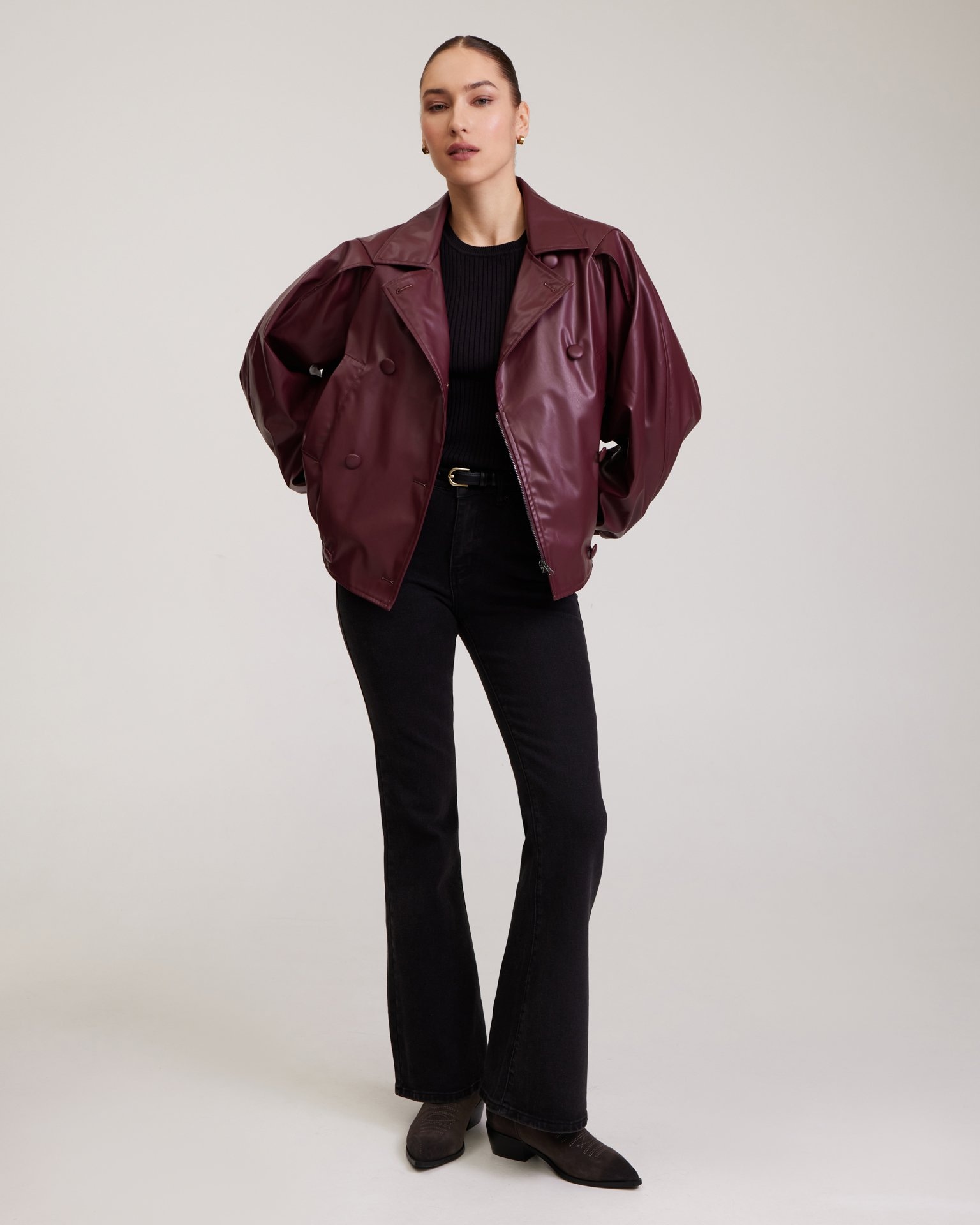 Oversized Bomber in Burgundy