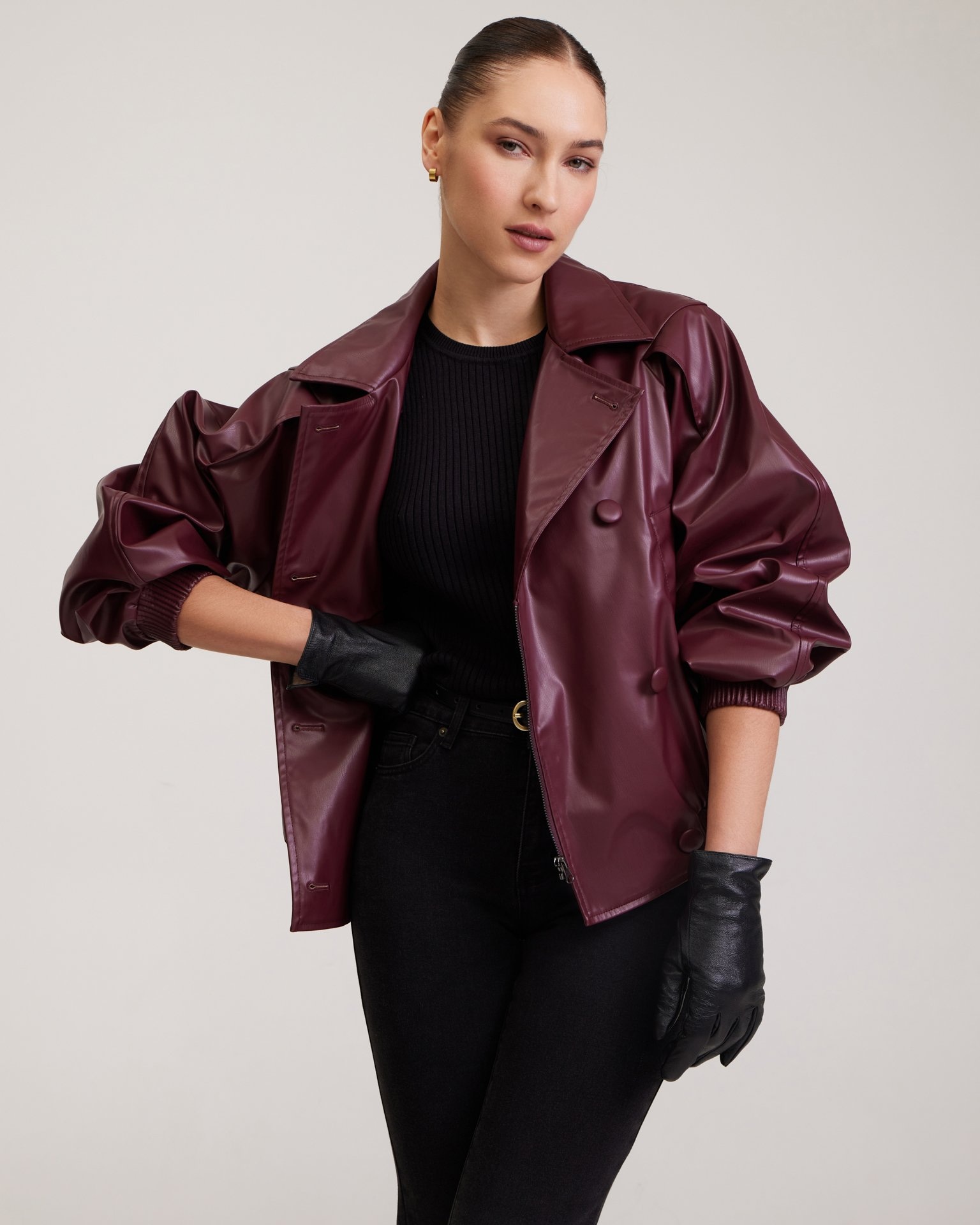 Oversized Bomber in Burgundy