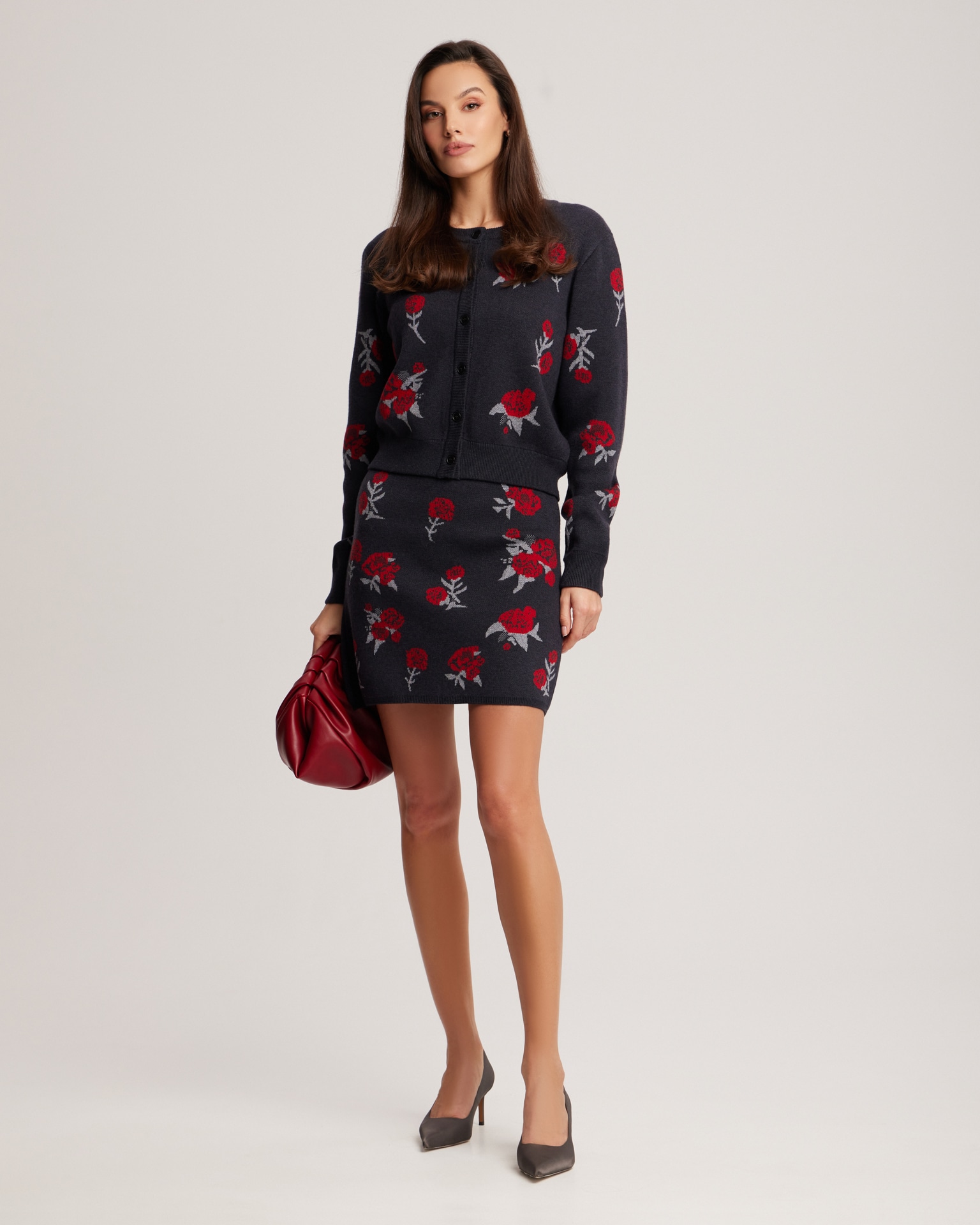 Cardigan with a round neck