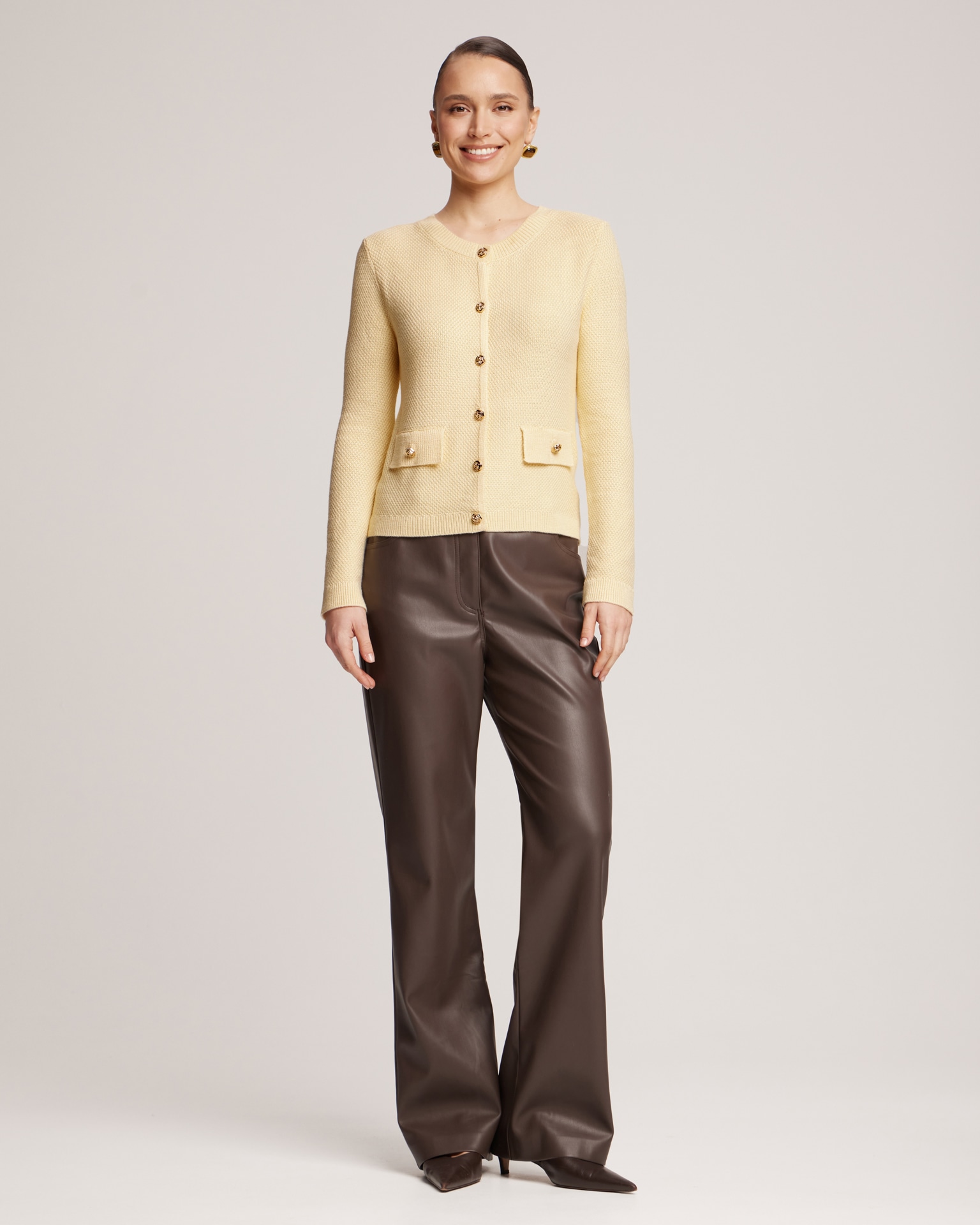 light yellow cardigan