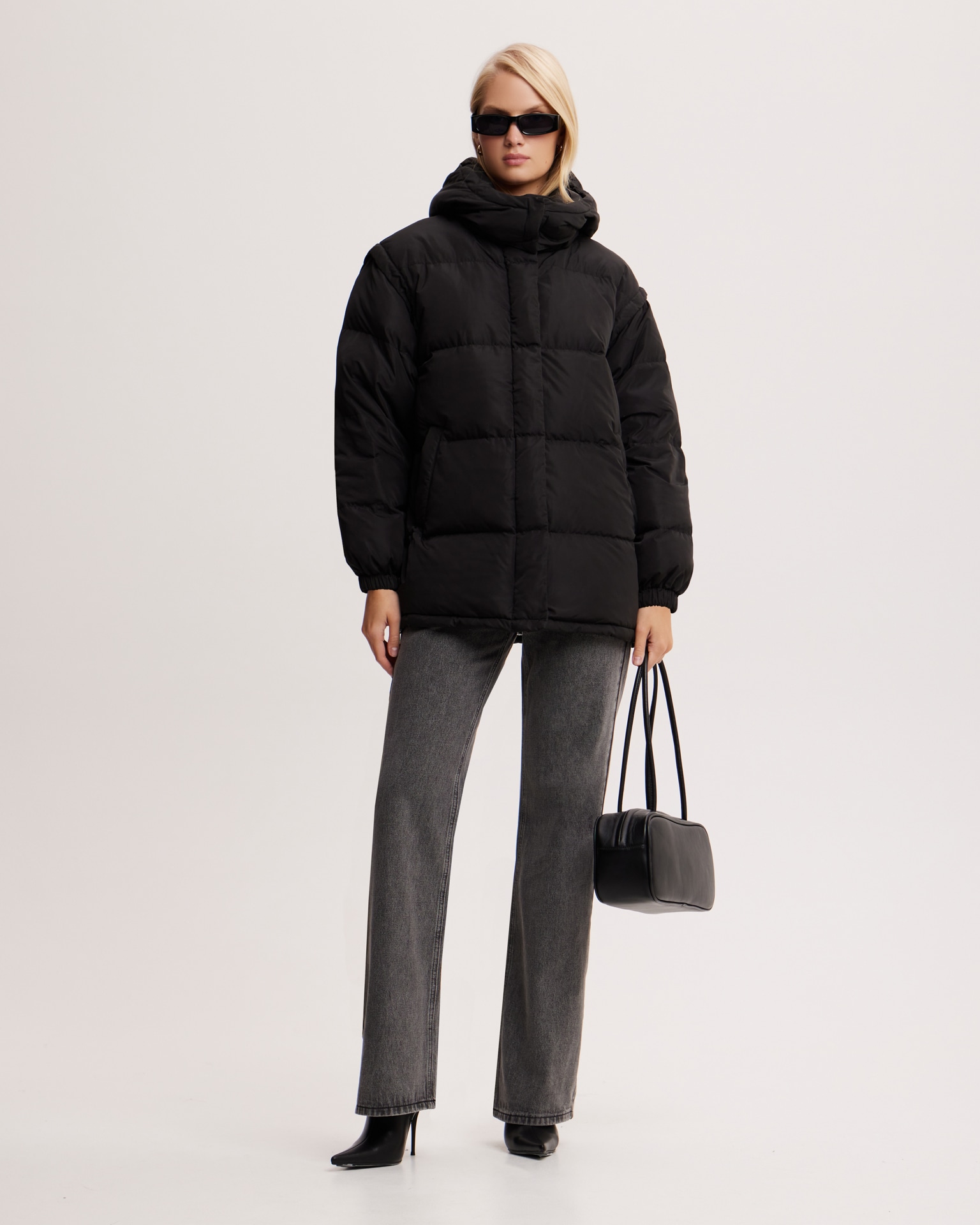 Longline jacket in black