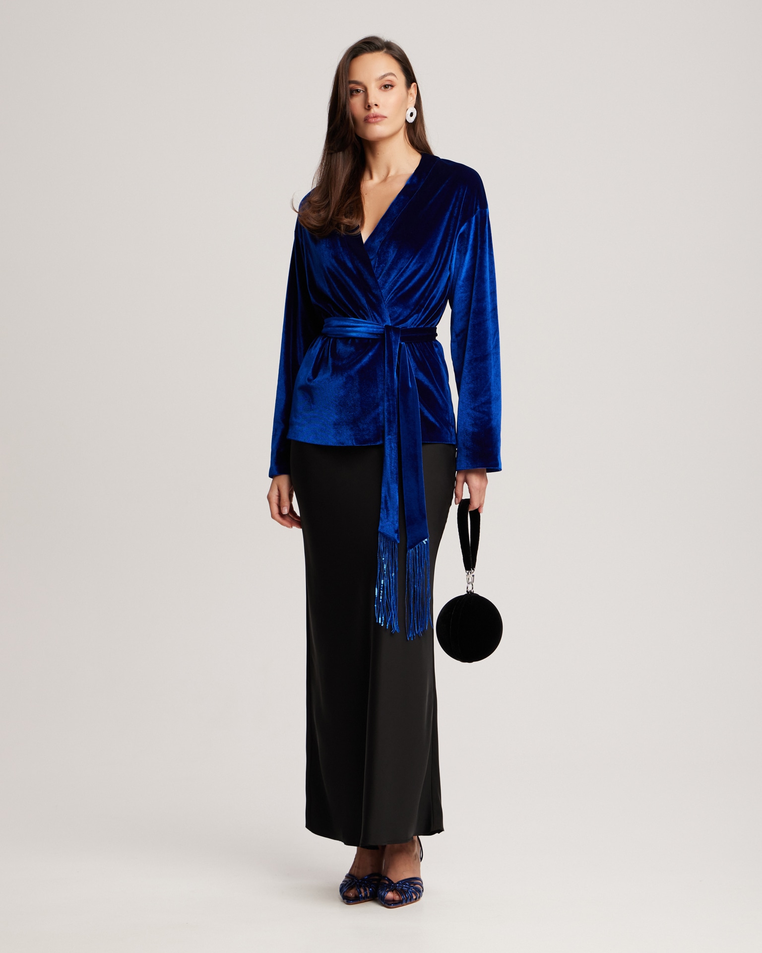 Blue velvet kimono