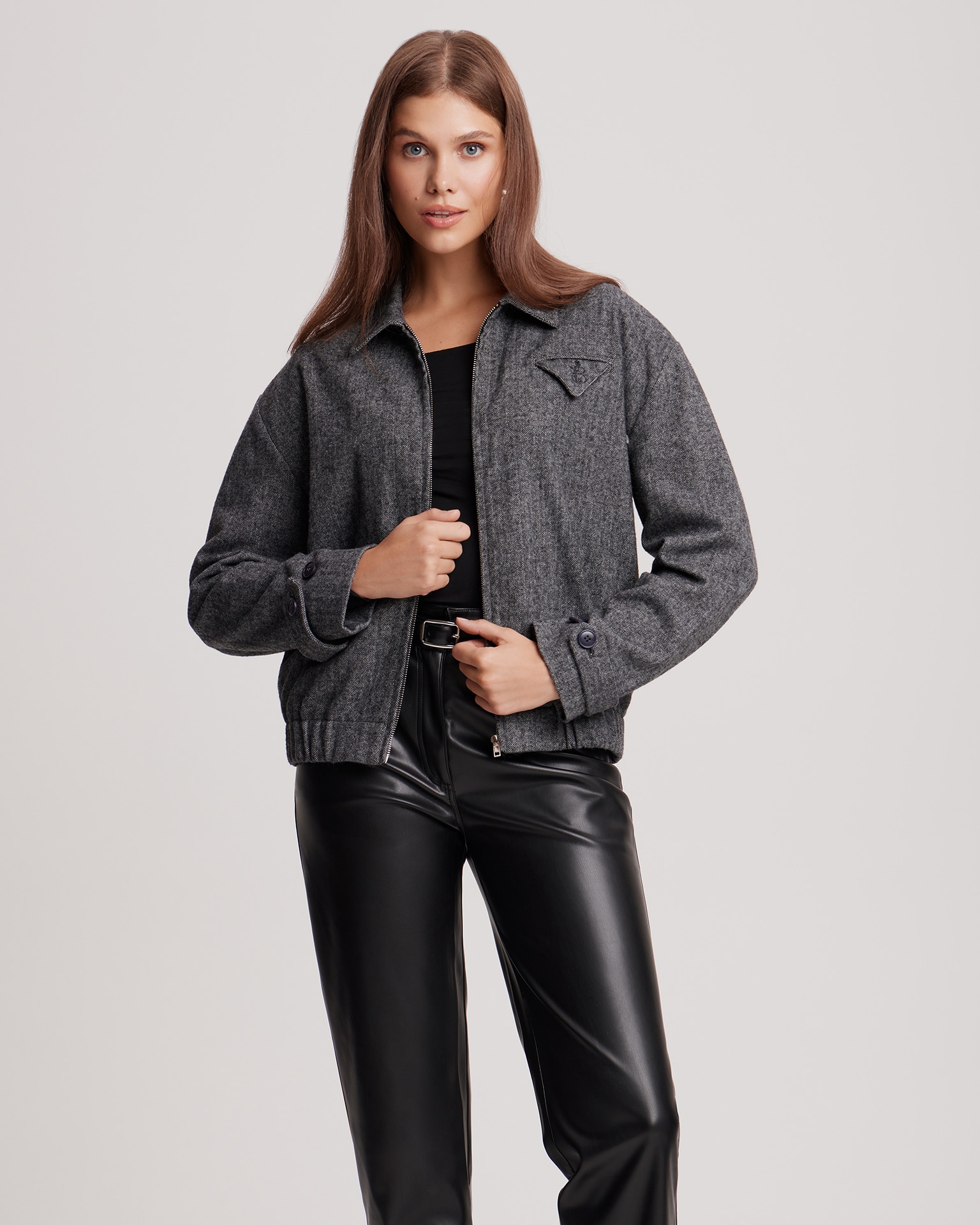 Straight-leg eco-leather trousers