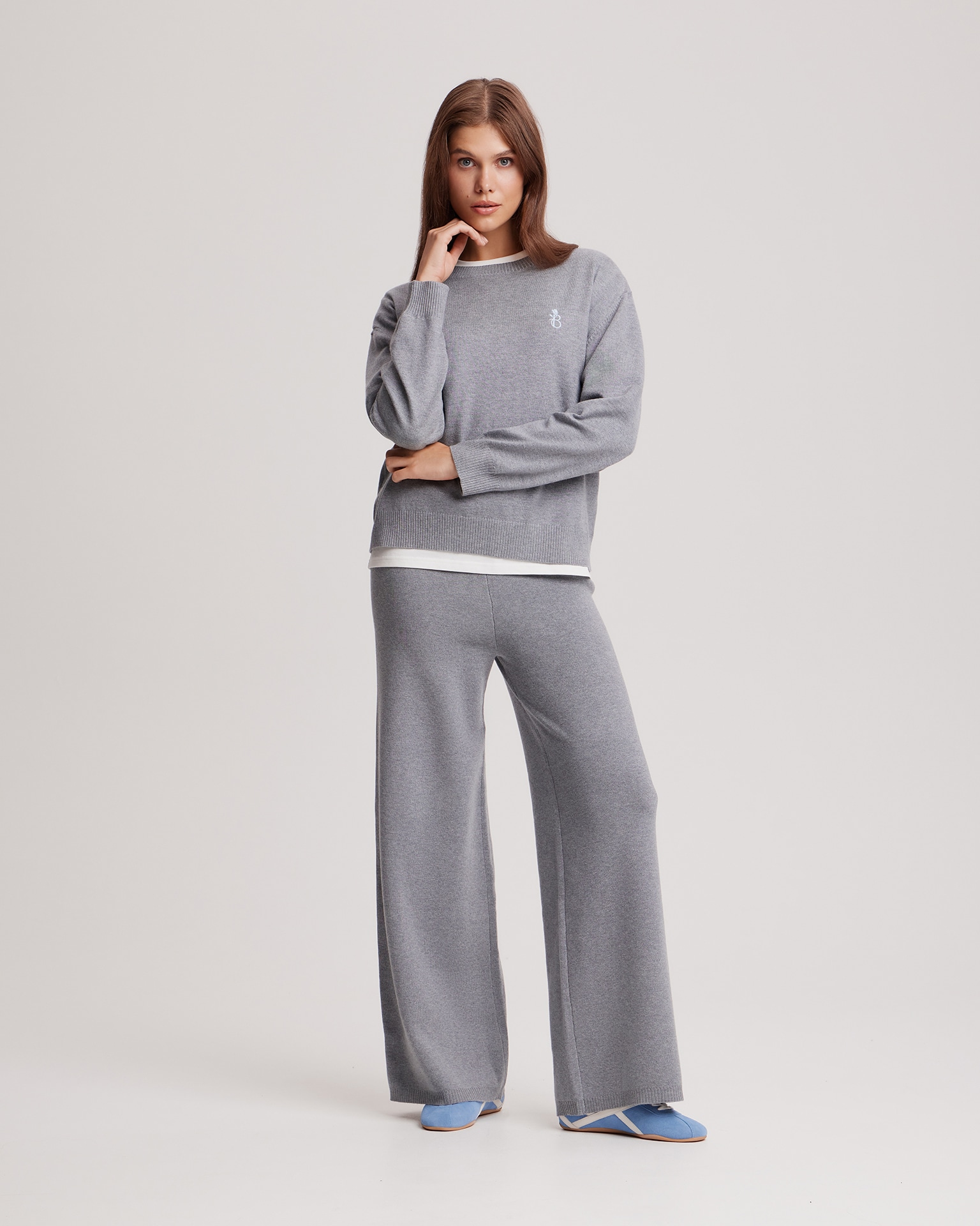Grey knitted set