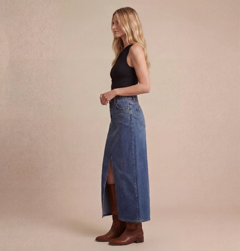 Denim skirt with a slit