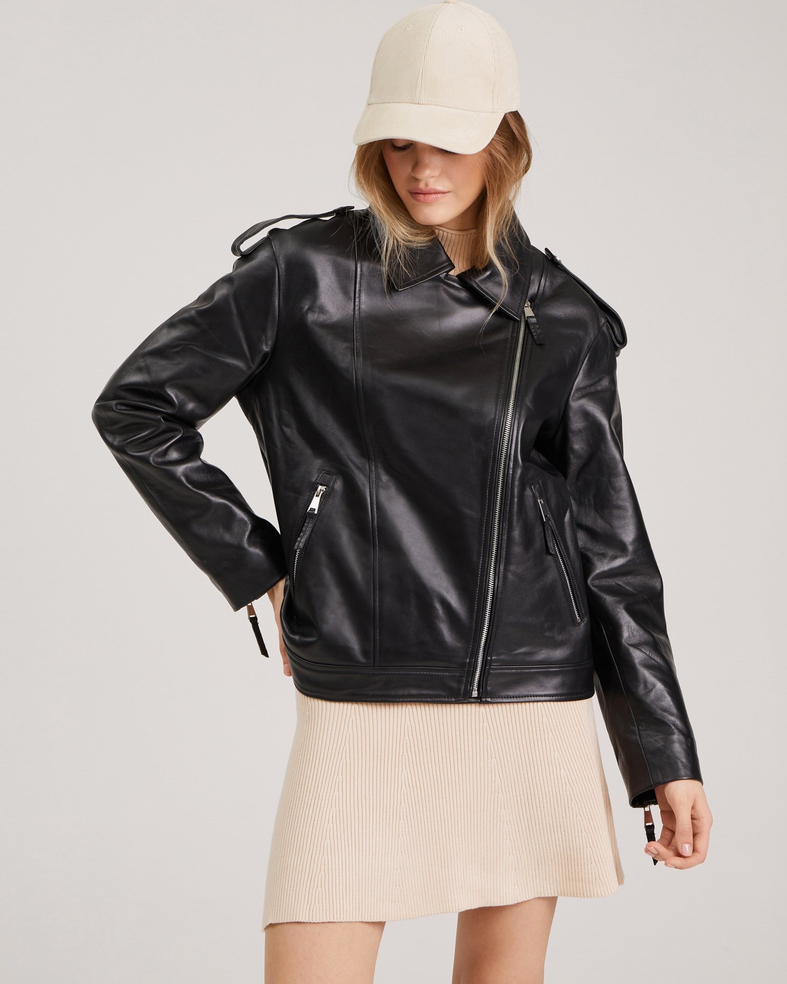 Leather biker jacket