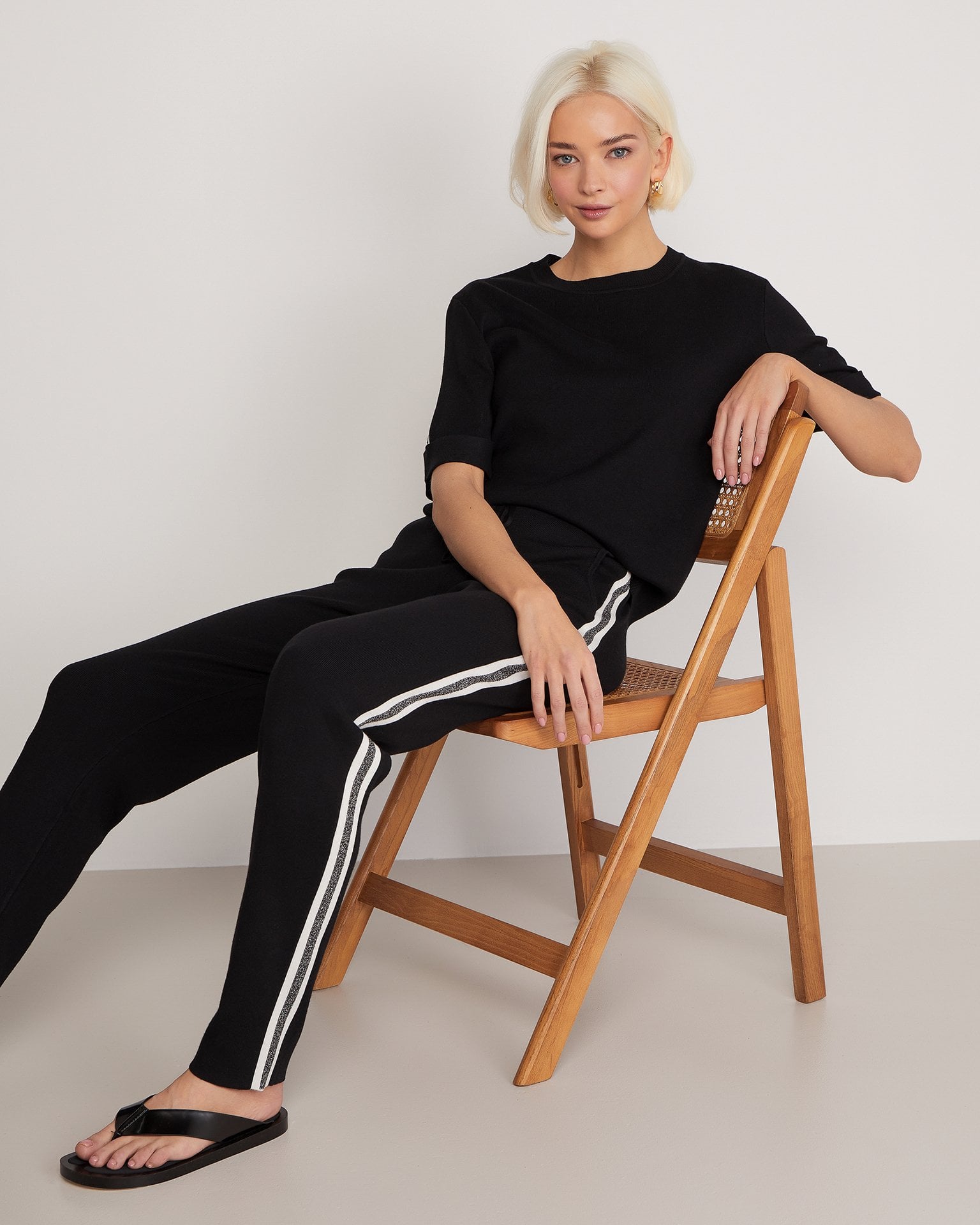 Suit with shimmering stripes