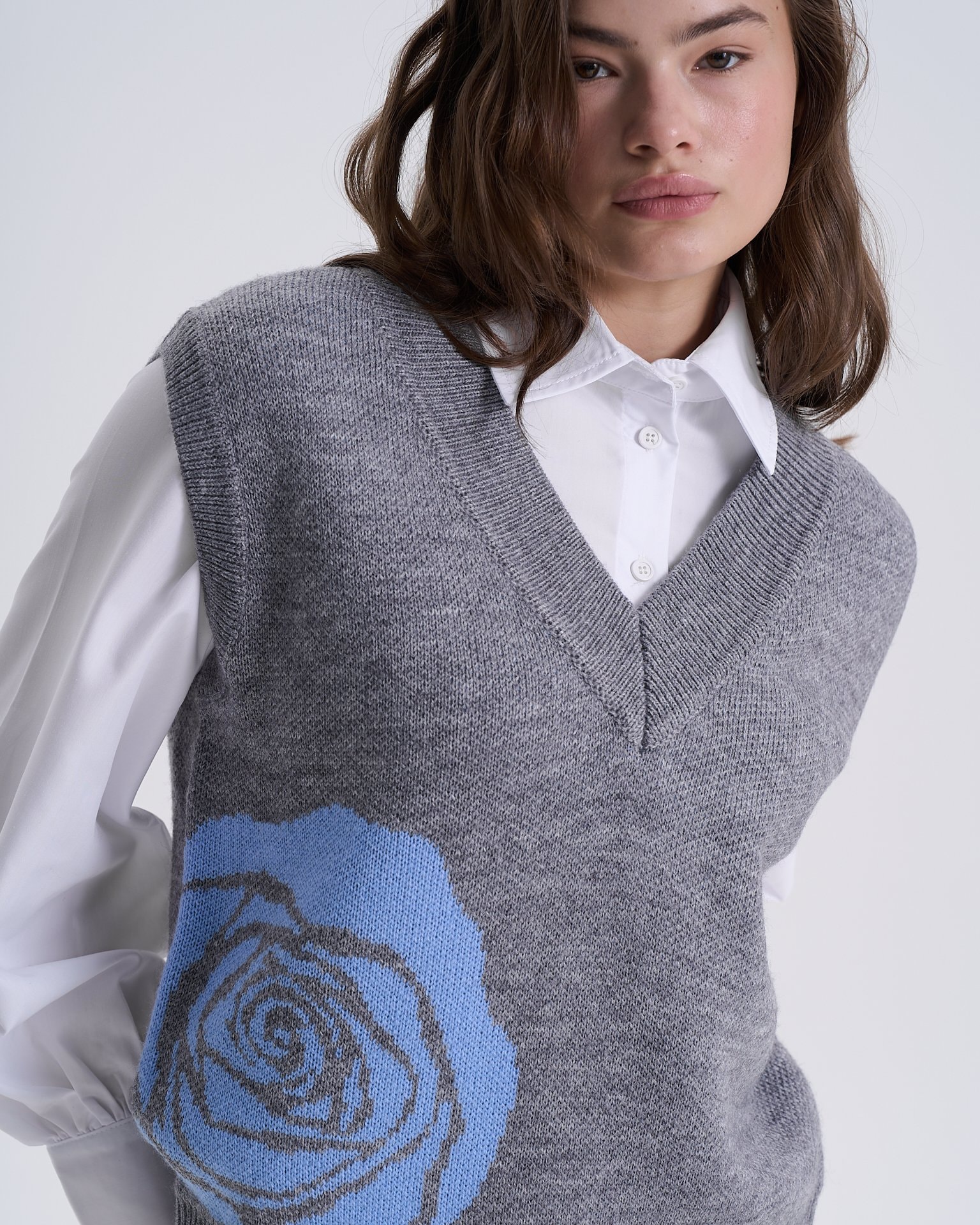 V-neck Waistcoat, Light Grey — photo 2
