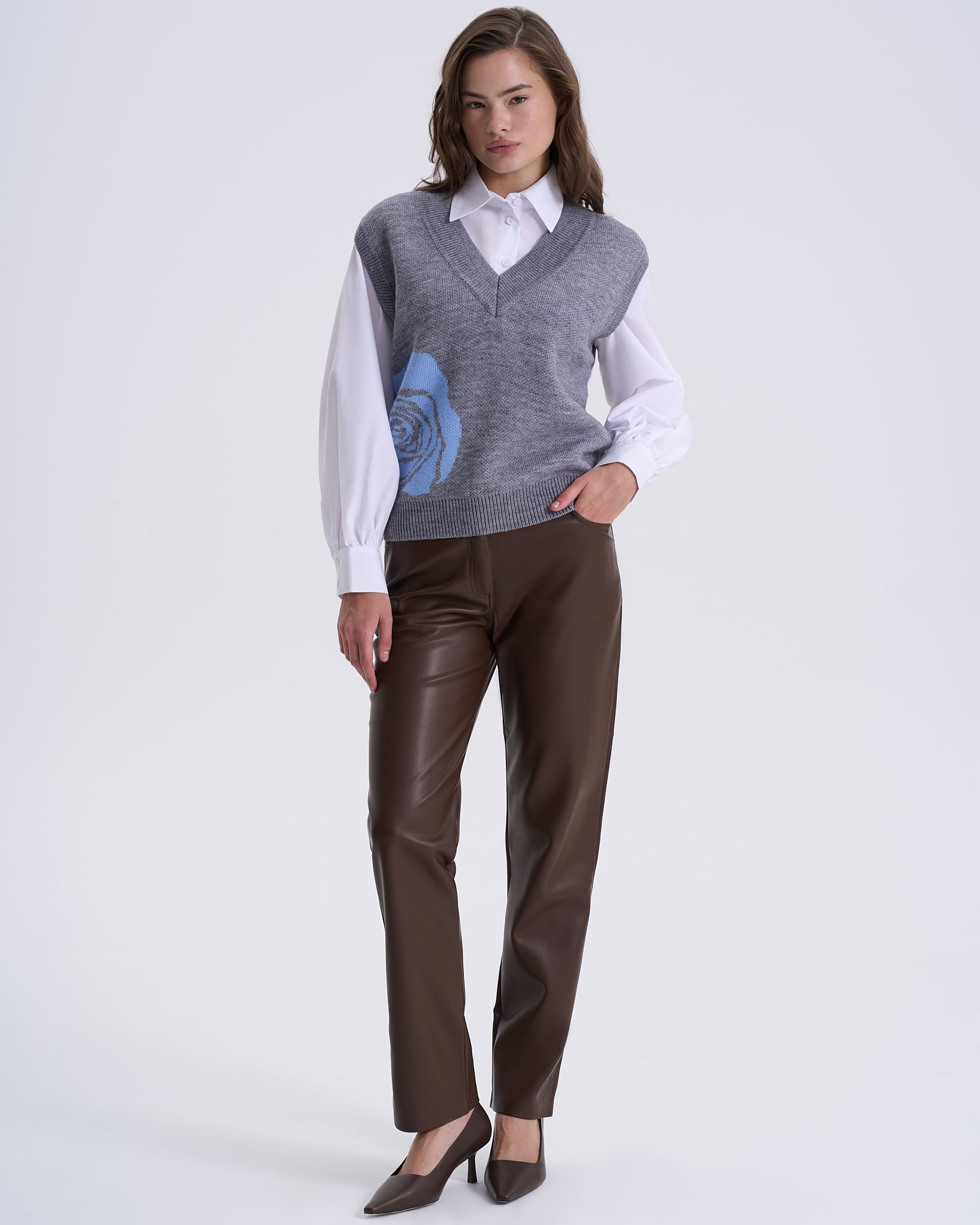 V-neck Waistcoat, Light Grey — photo 5