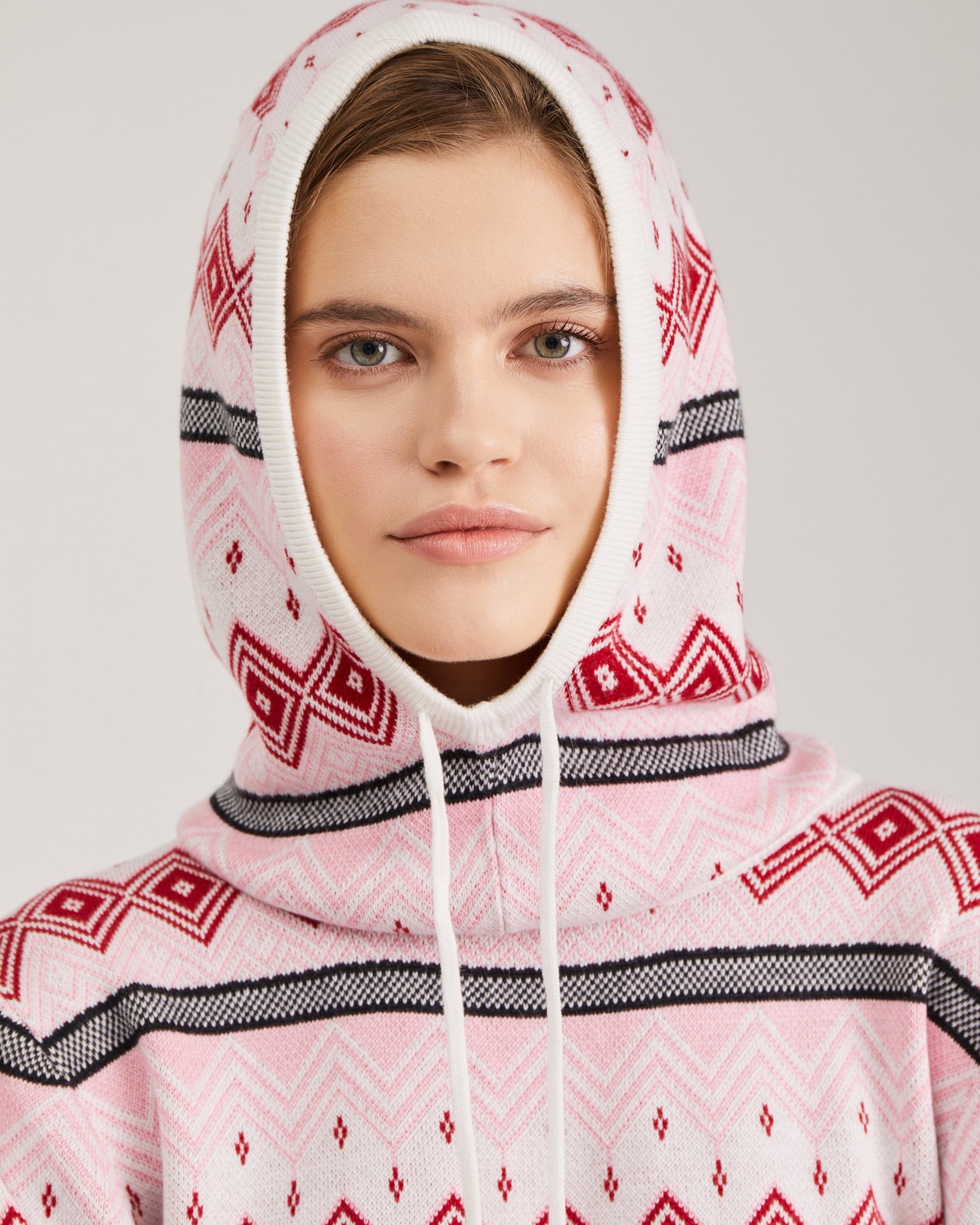 Hood Scarf with Print, Pink — photo 5