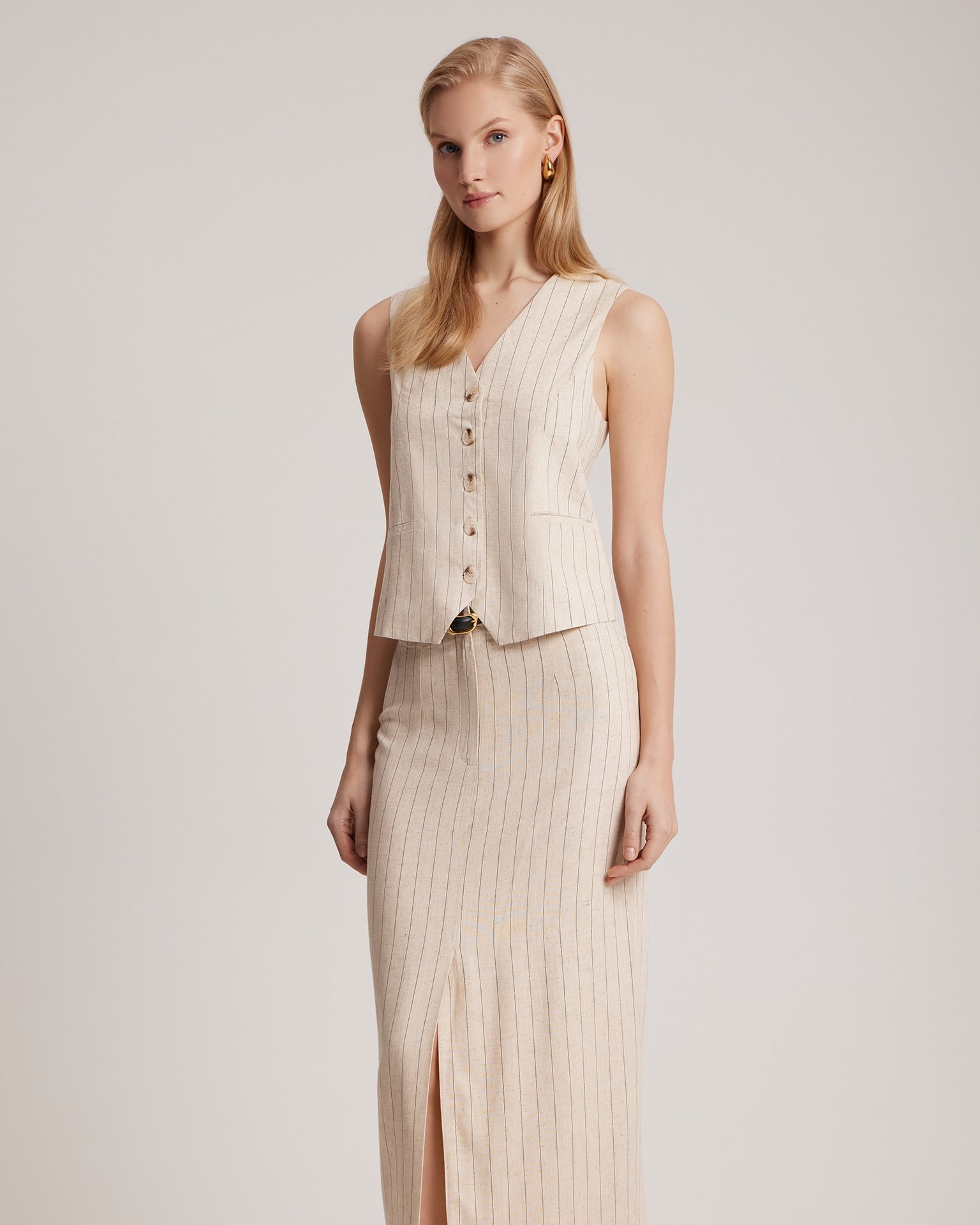 Linen waistcoat, Light Beige — photo 4