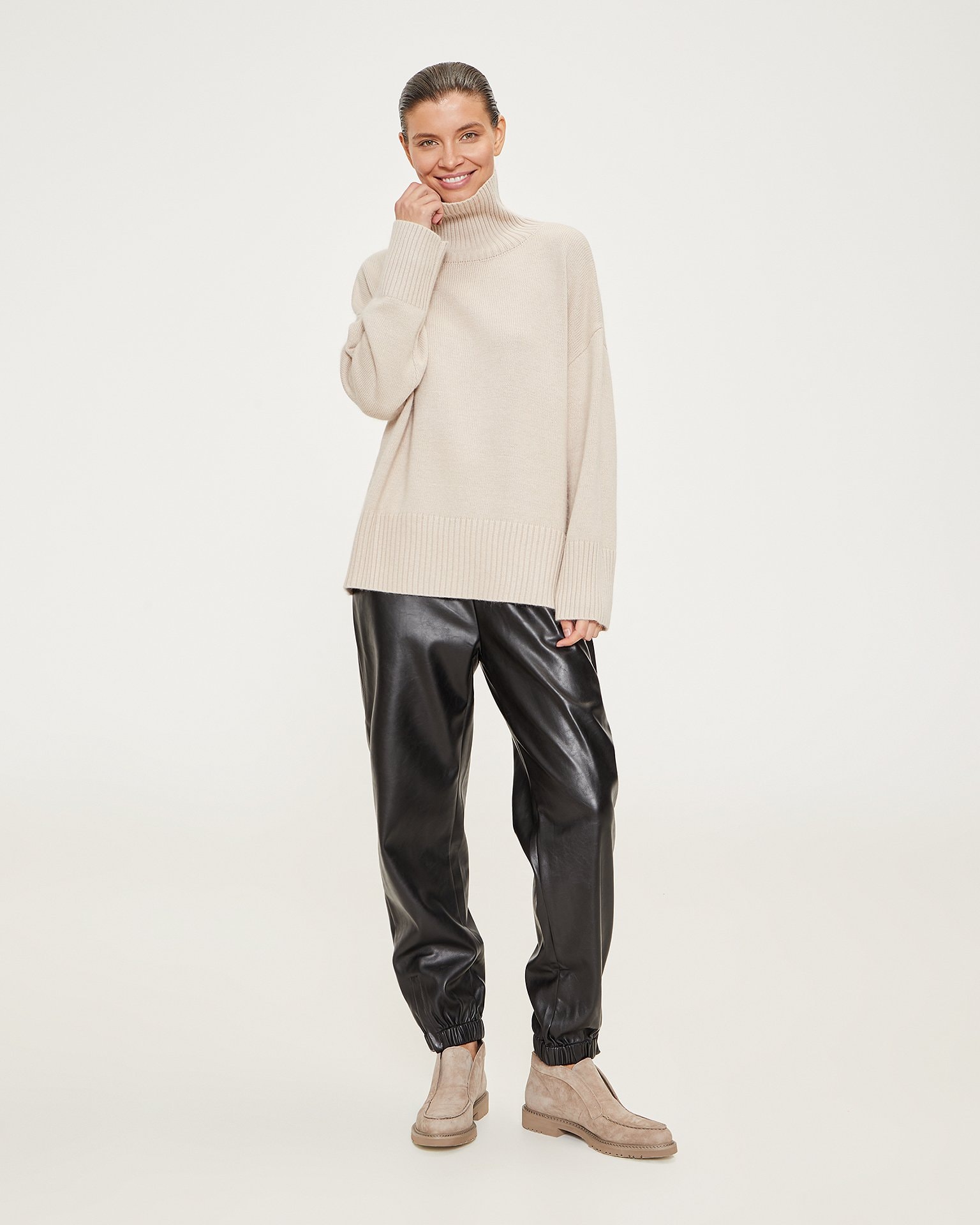 Beige high-neck jumper, Beige — photo 3