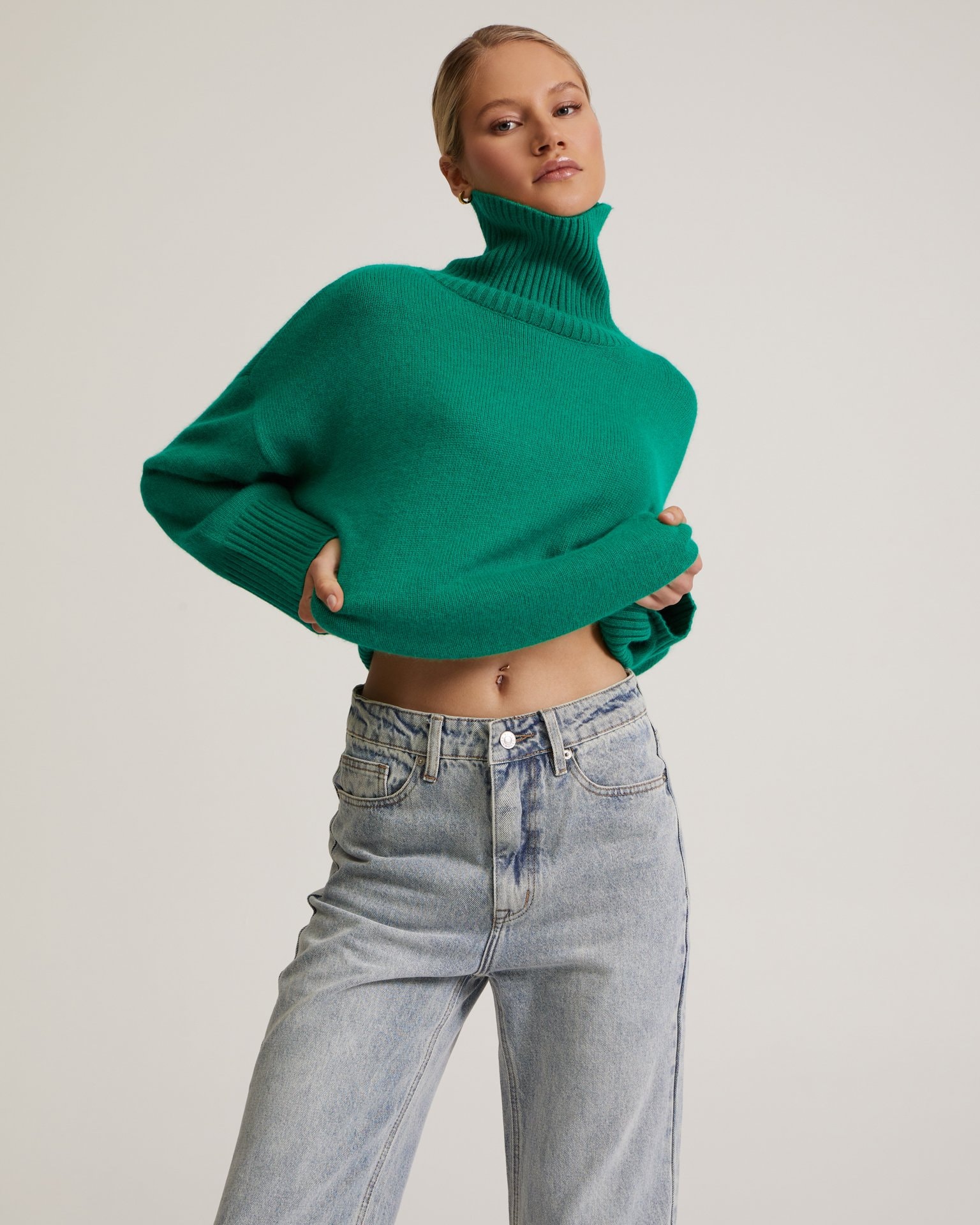 Green high-neck jumper, Green — photo 8