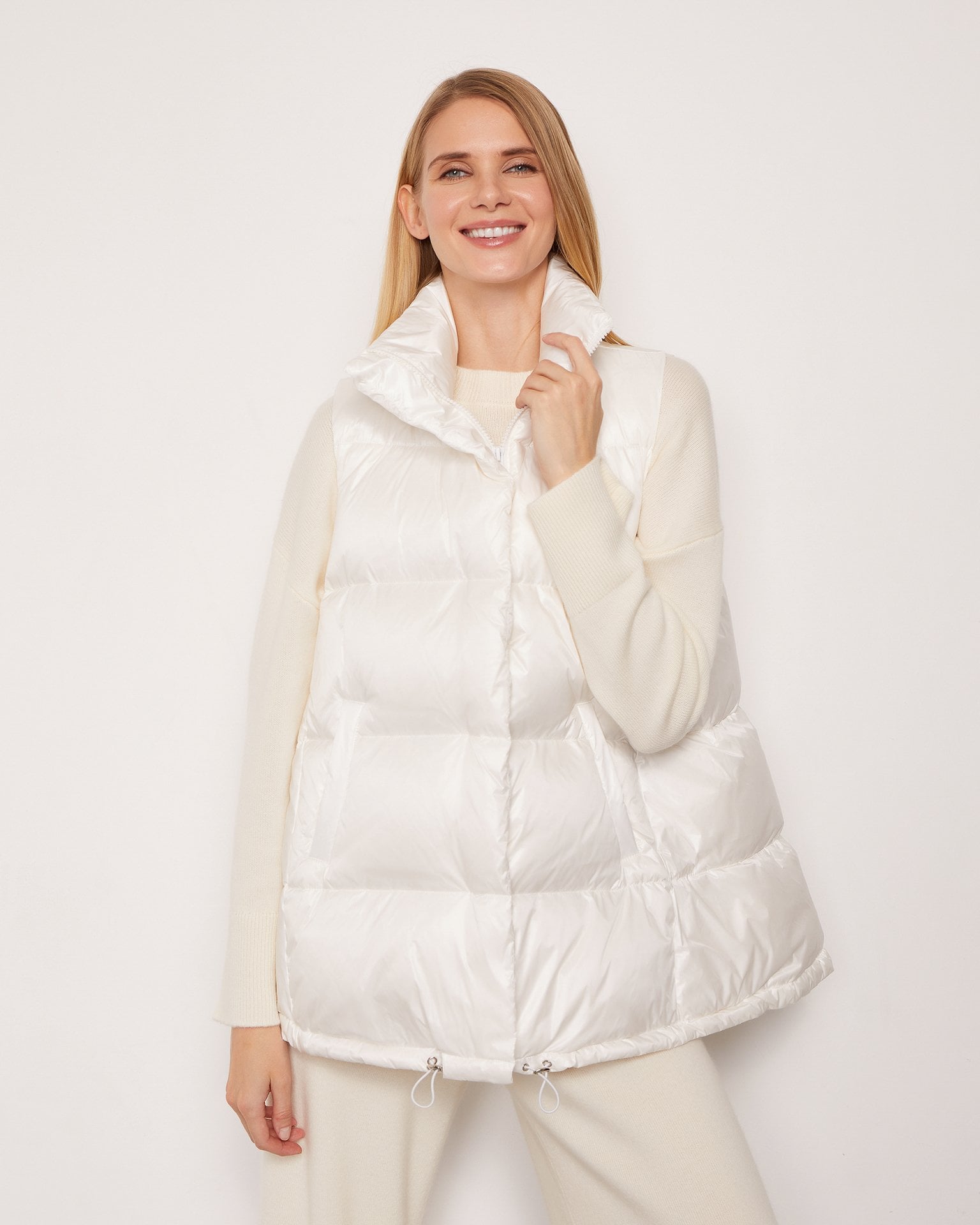 White down and feather vest