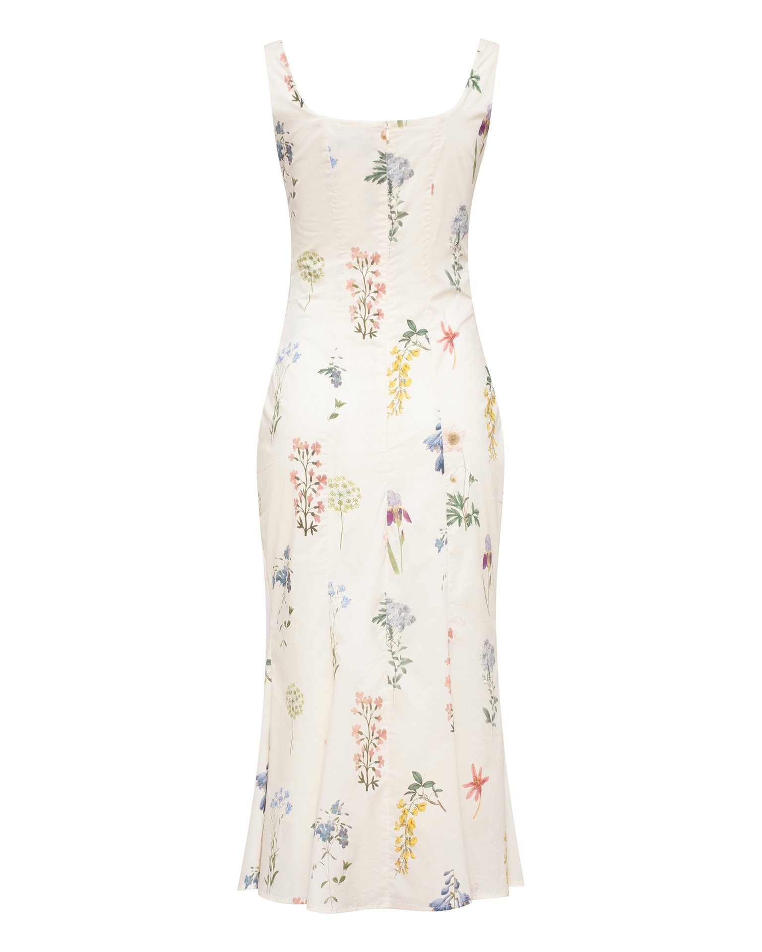 Dress with Floral Print and Accentuated Bodice, Milky — photo 8