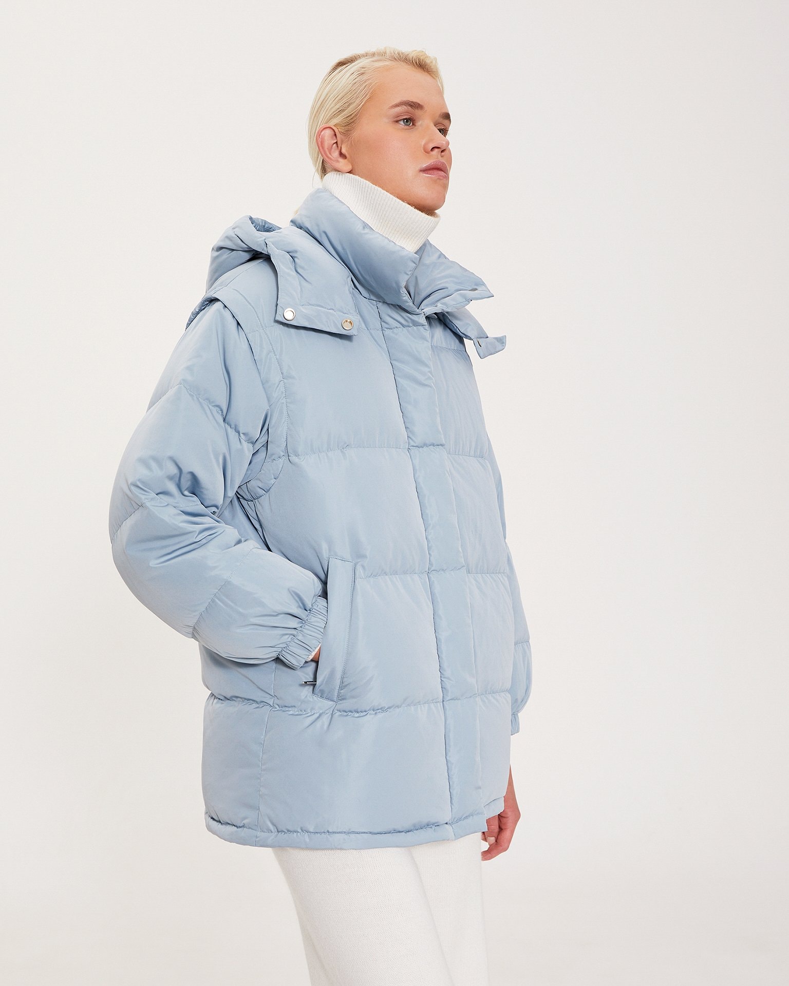 Longline Blue Jacket, Grey-Blue