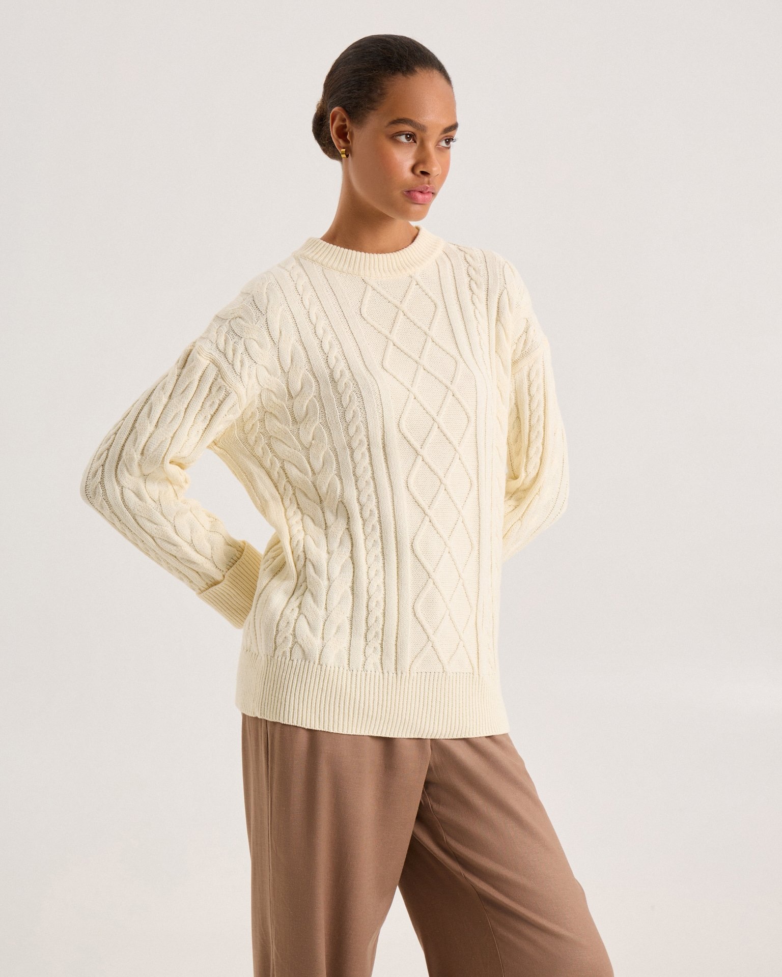 Textured jumper in cream