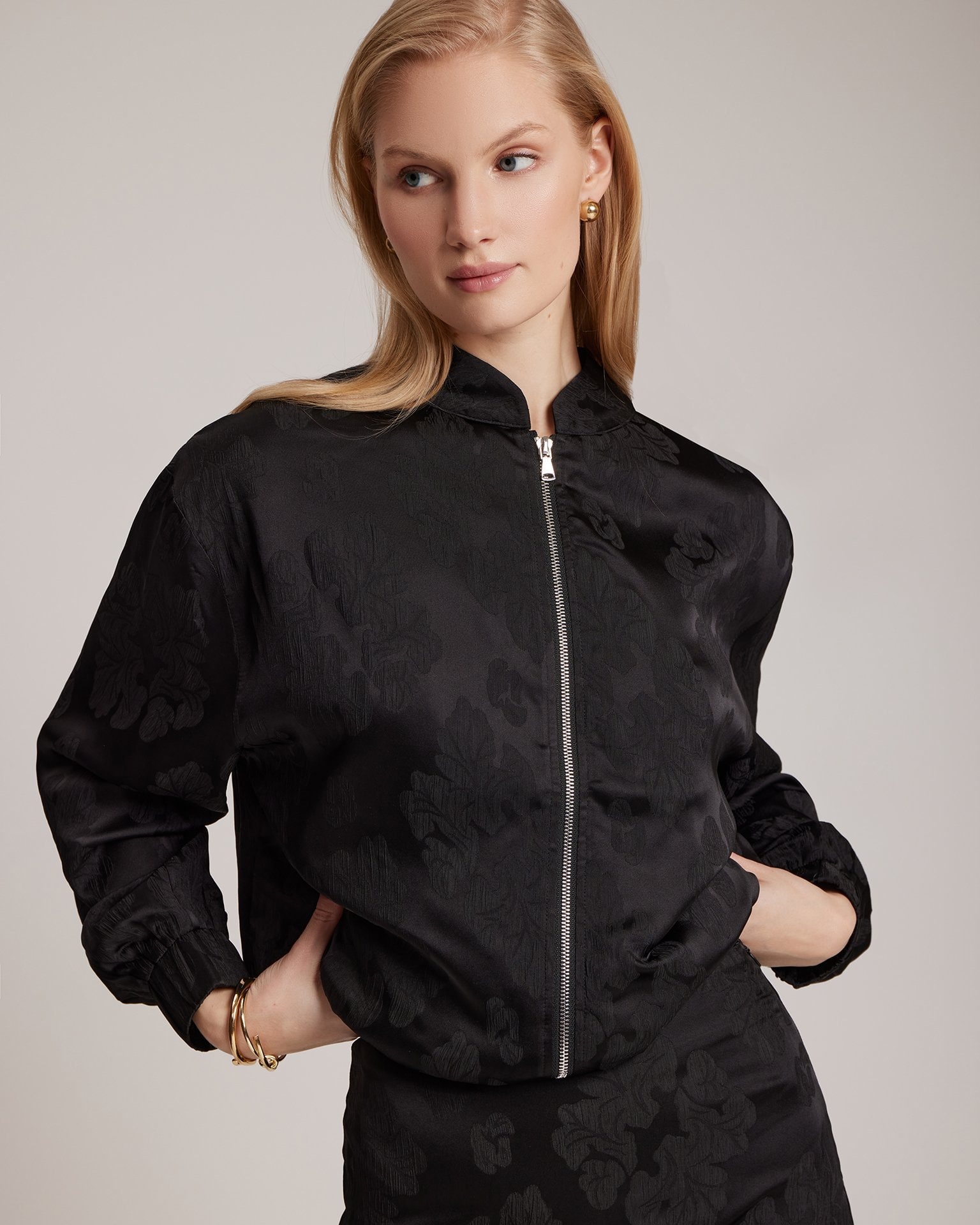 Jacquard bomber jacket, Black — photo 4