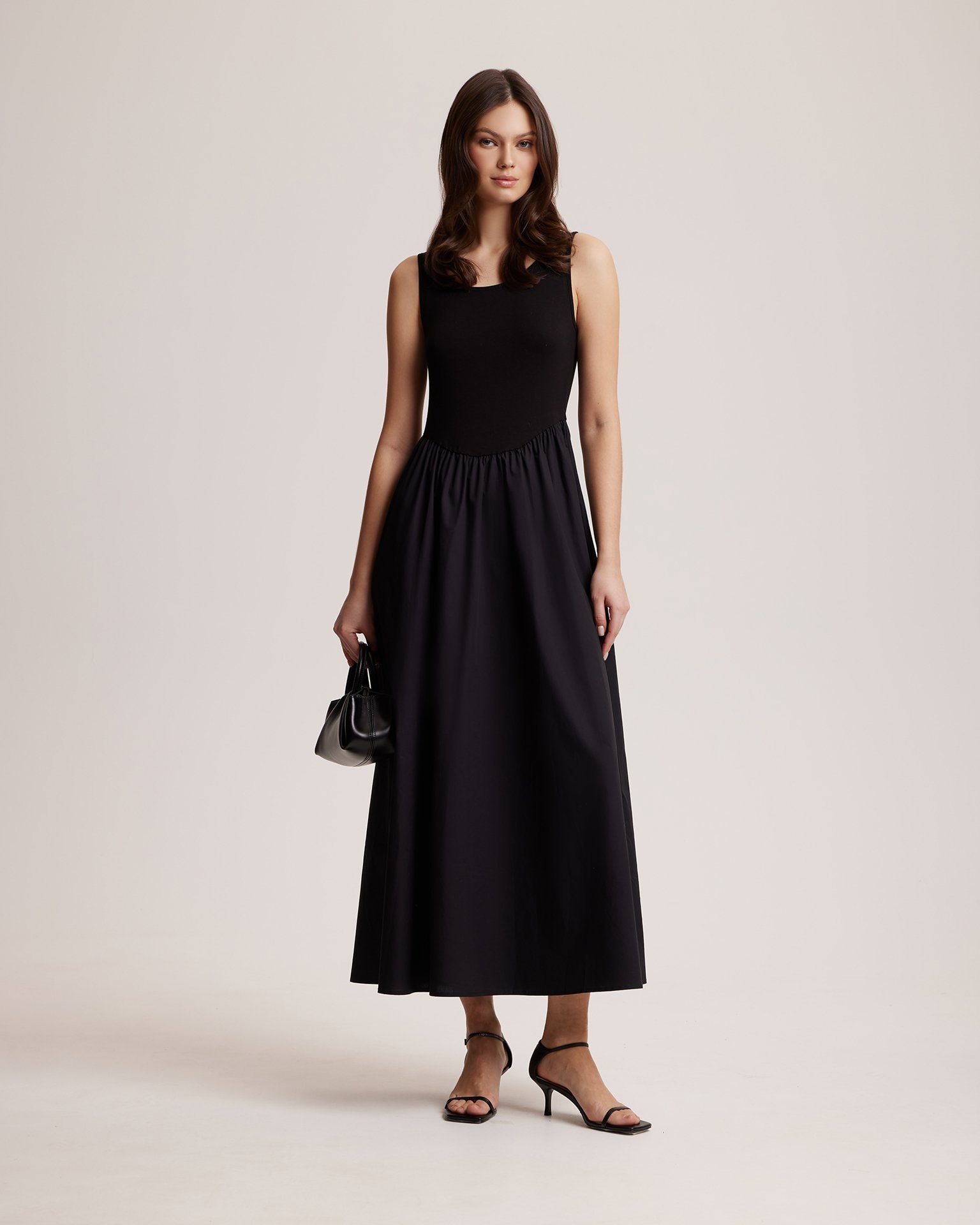 Black Pinafore Dress, Black — photo 2