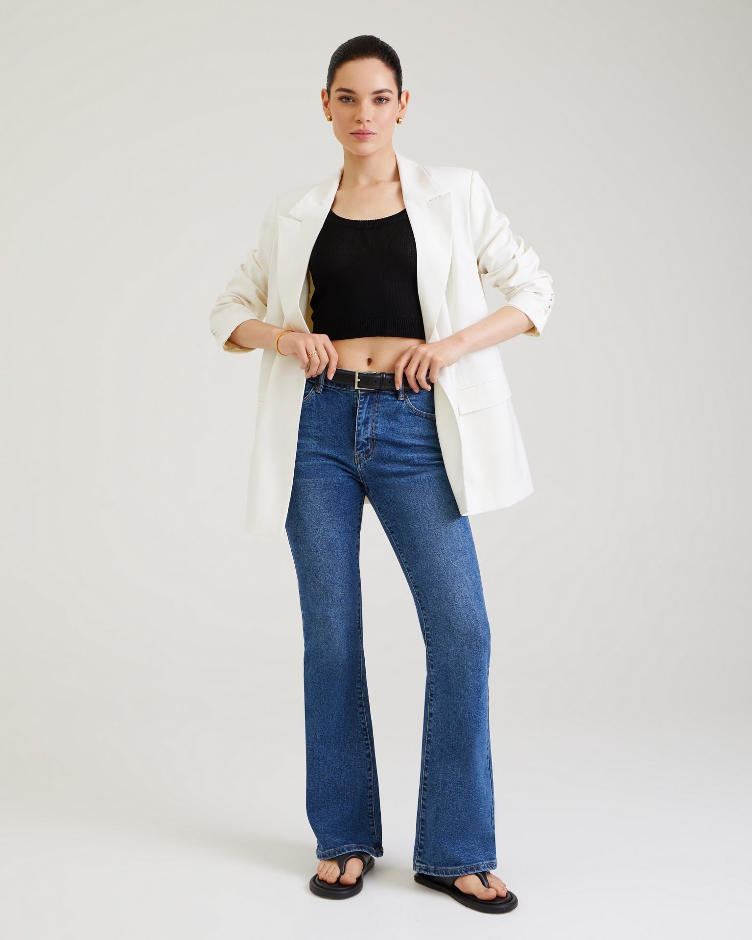 Flared jeans in blue, Blue