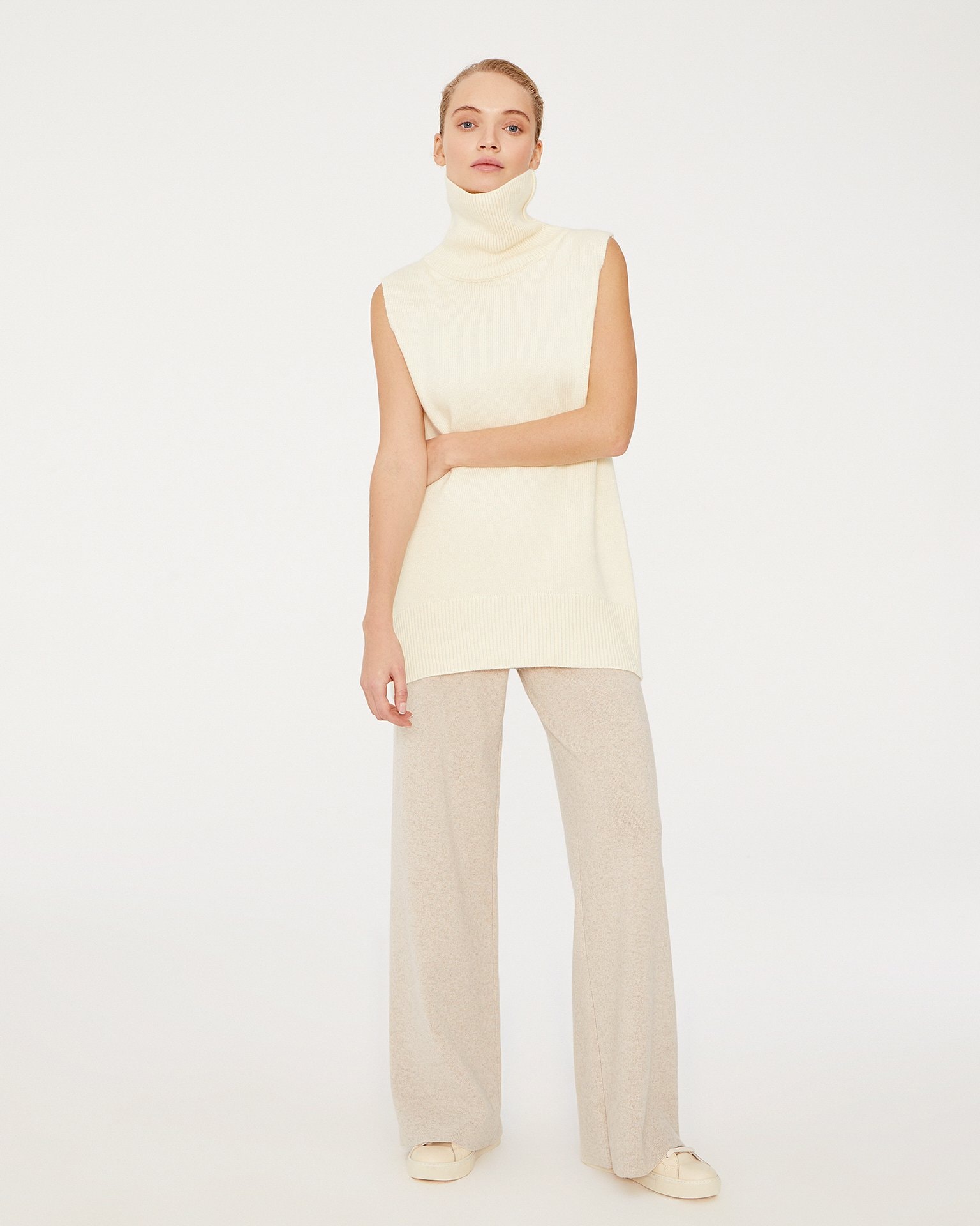 Jumper with statement collar, Beige — photo 3