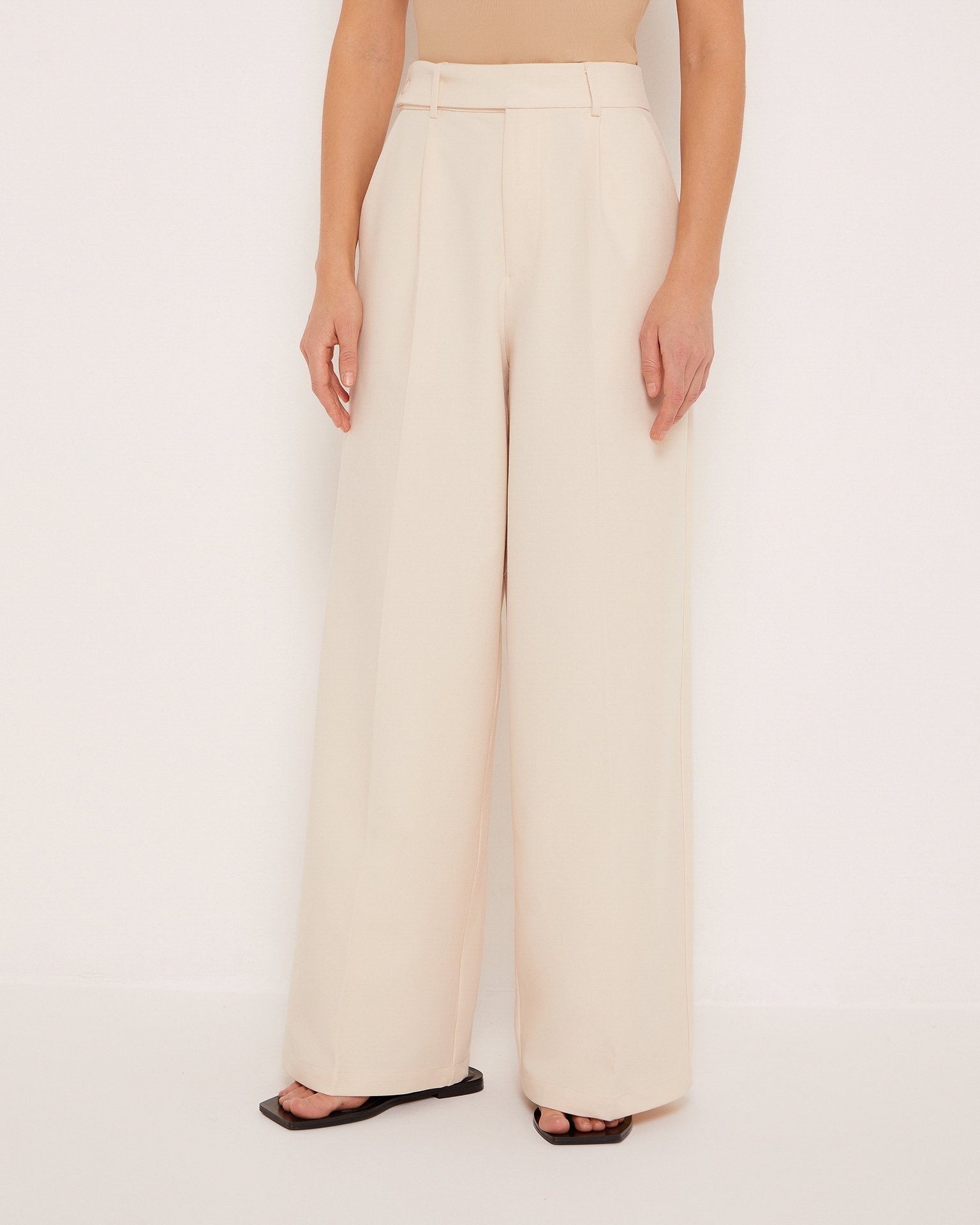 Loose-fit beige trousers, Beige — photo 6