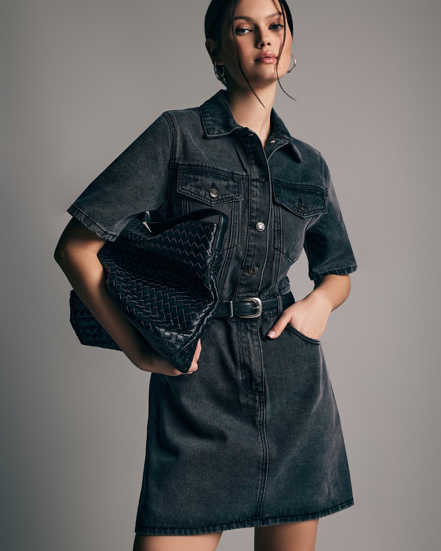 Denim mini dress