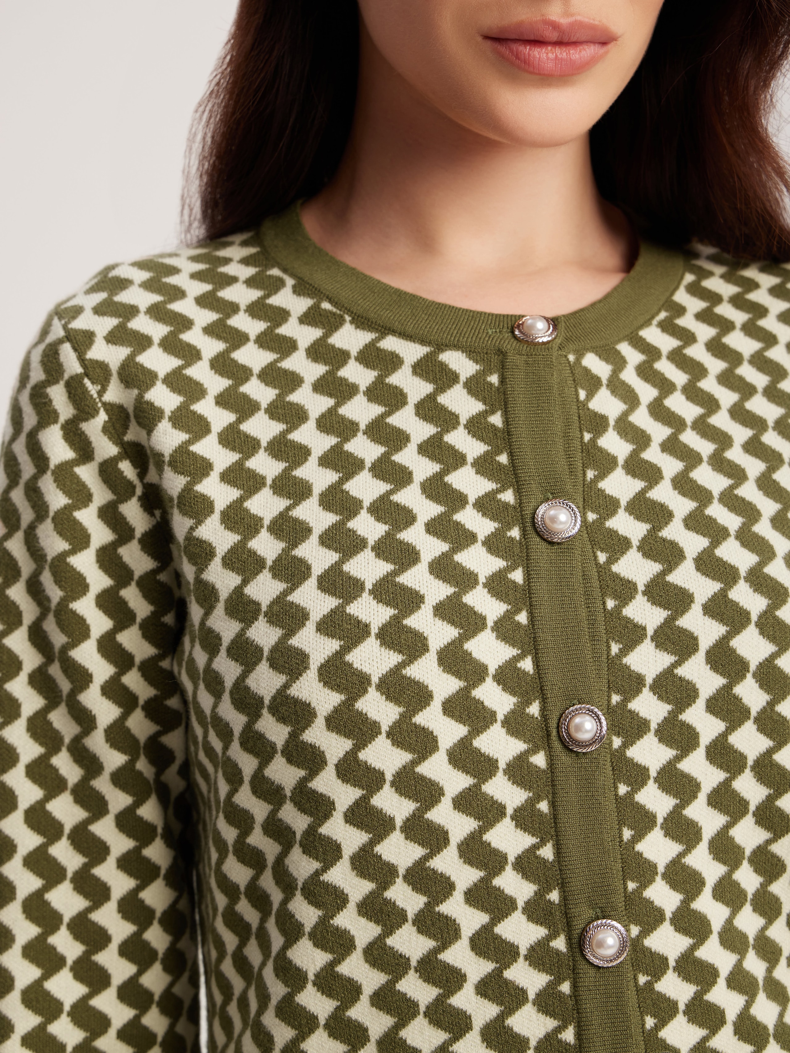 Jacquard suit with geometric pattern, Green — photo 6