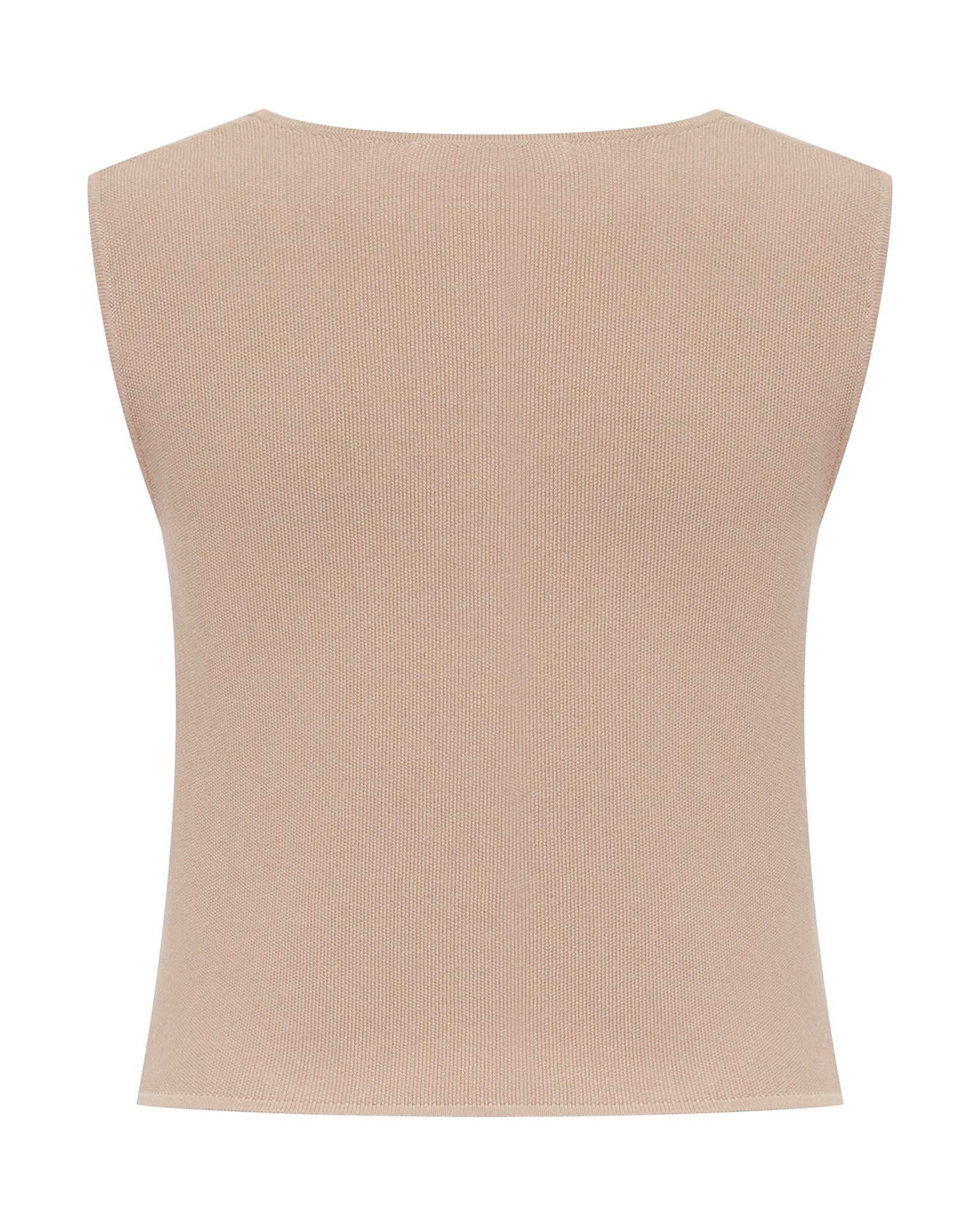 Sleeveless top with gold buttons, Beige — photo 7