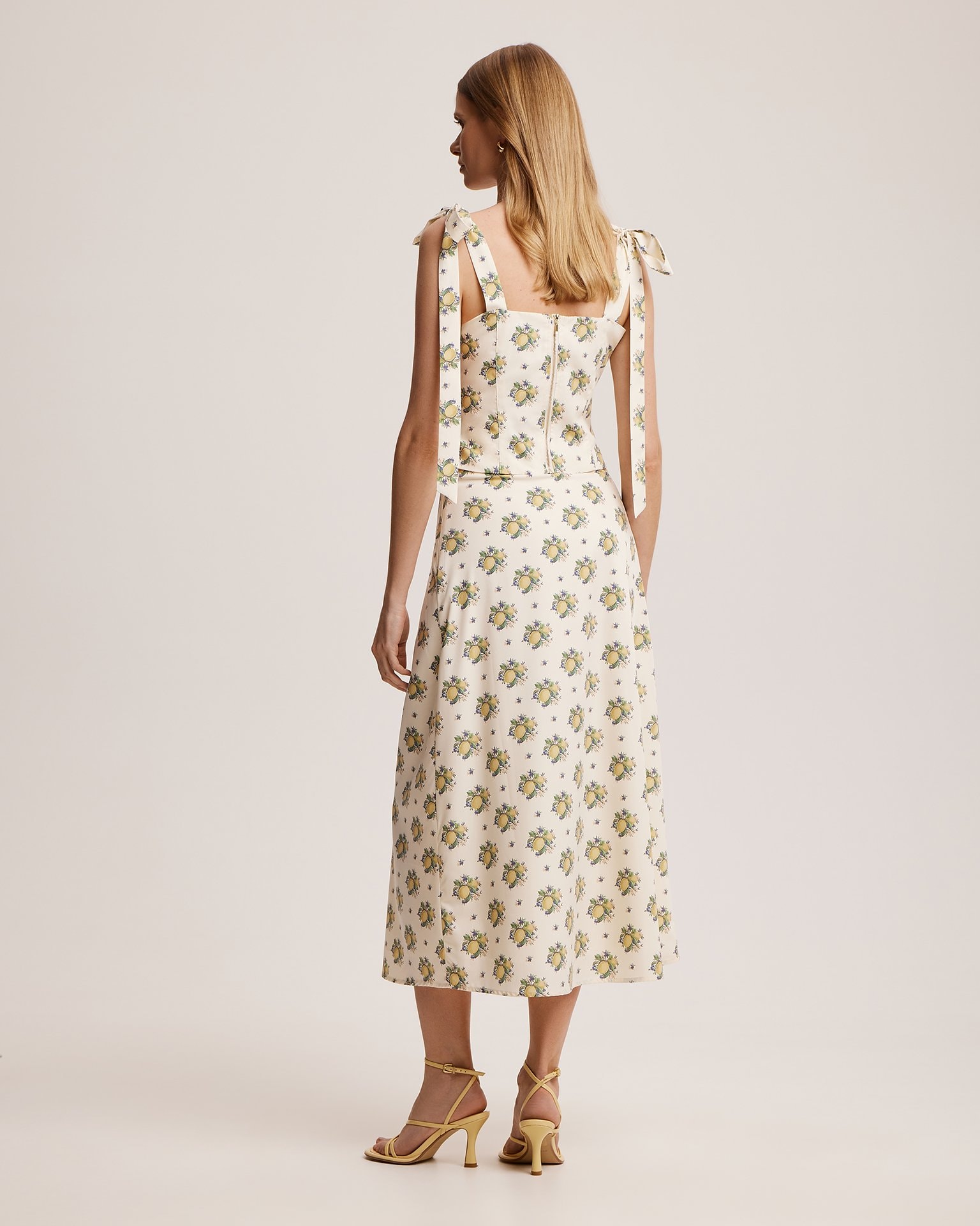 Lemon Print Skirt, Light Beige — photo 2