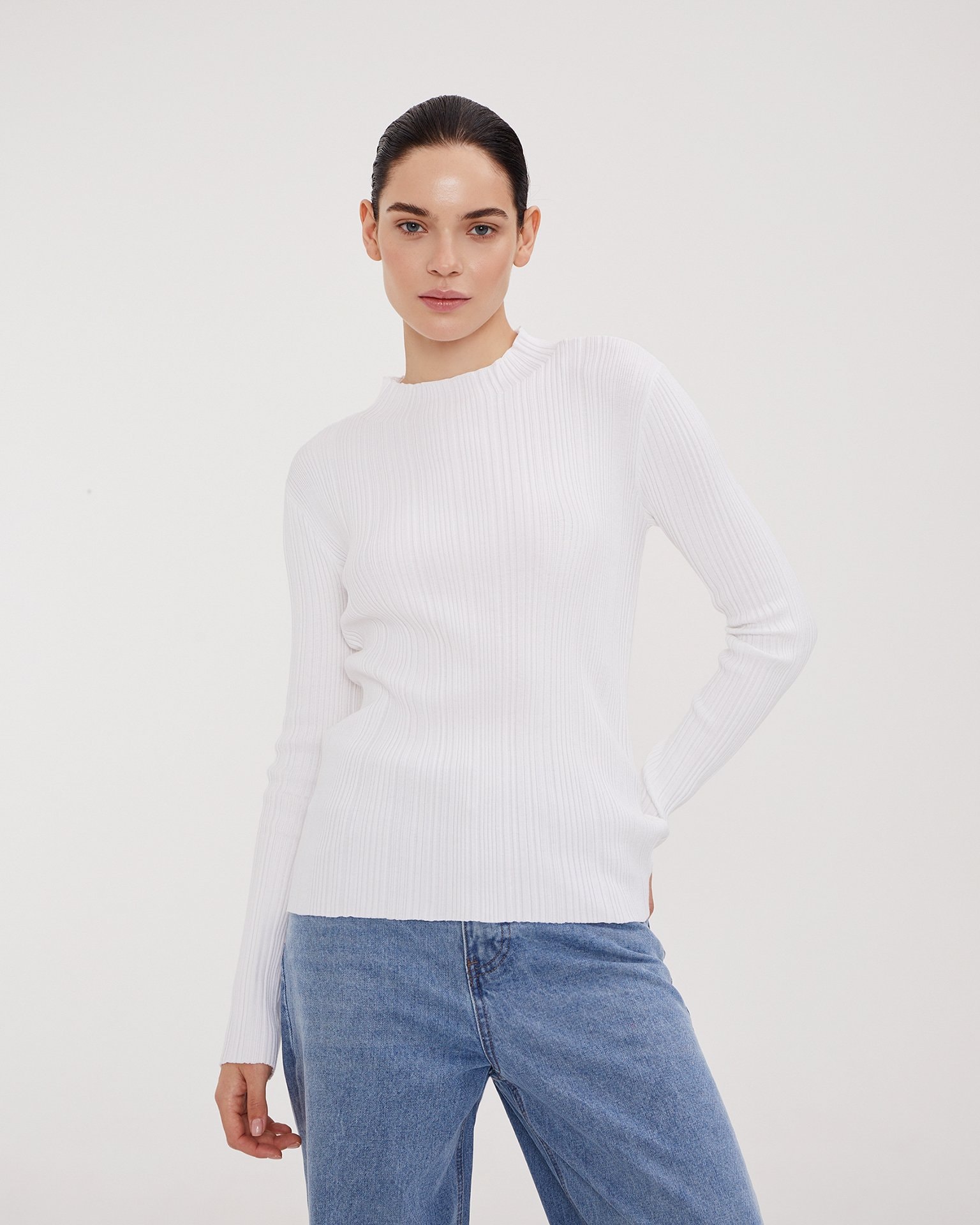 Fitted white jumper, White — photo 6