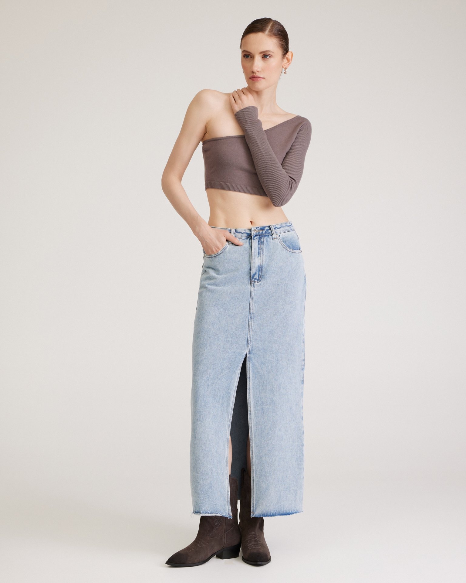 Denim midi skirt, Sky blue — photo 2