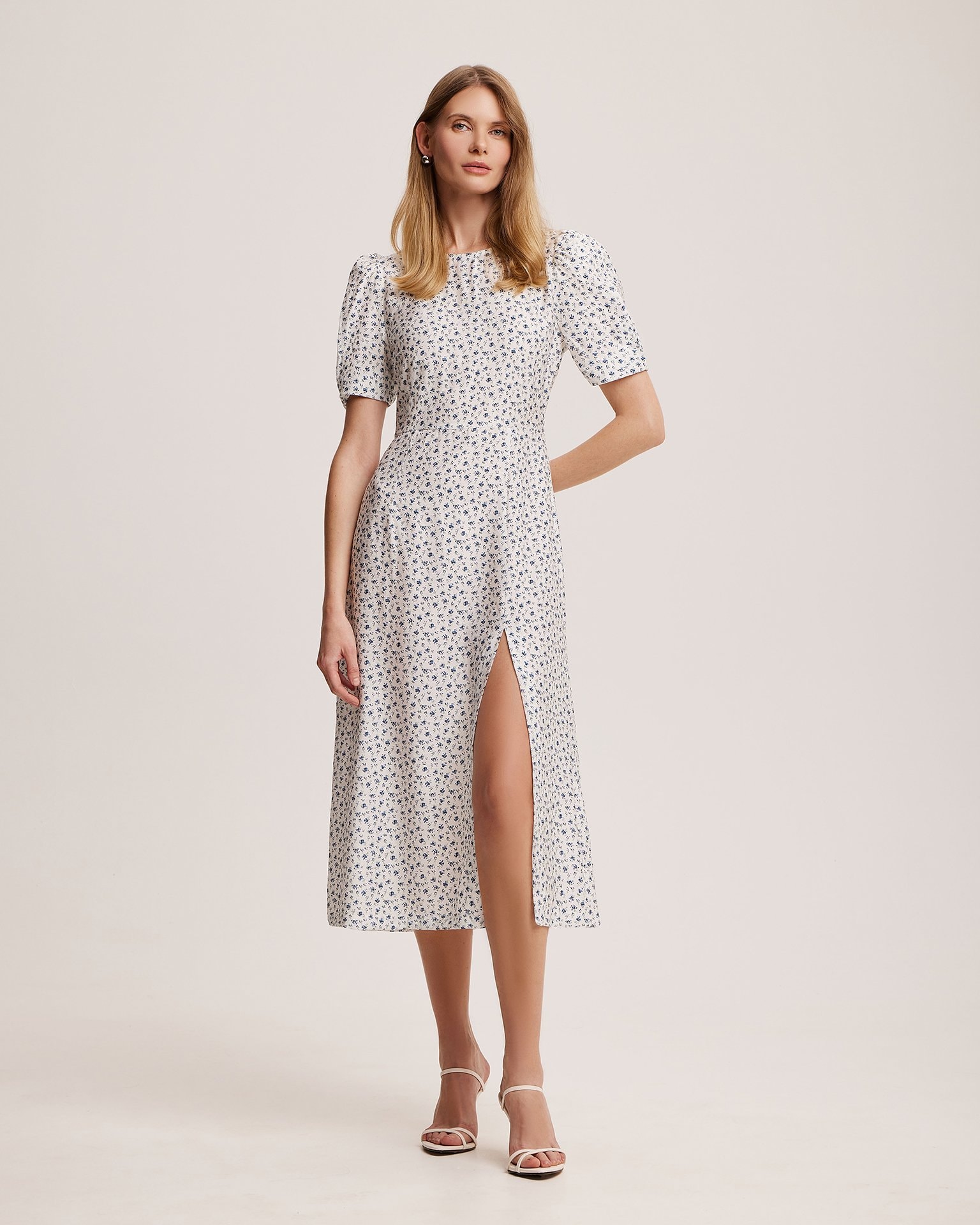 Dress with a slit, White