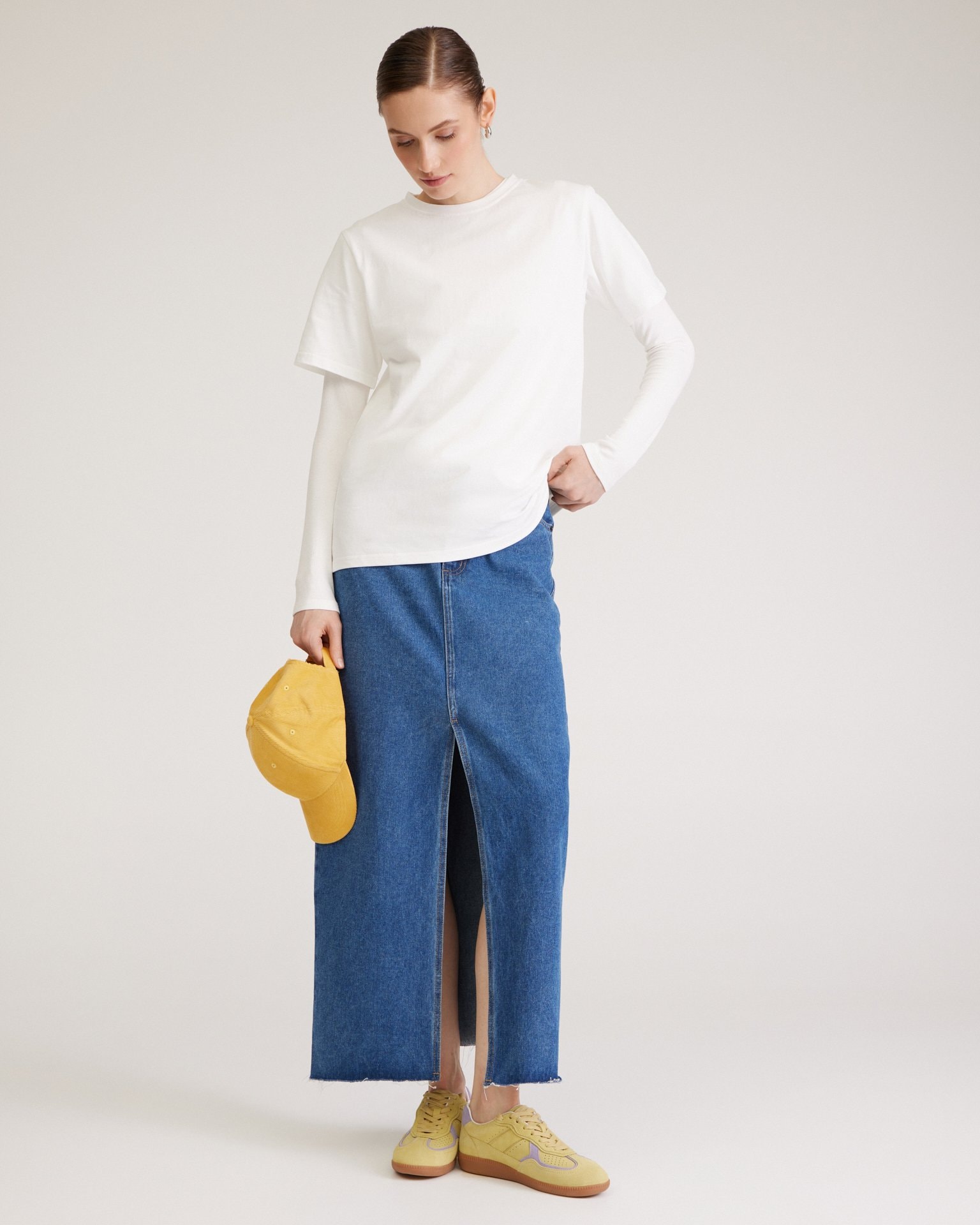 Denim skirt with a slit, Blue — photo 5
