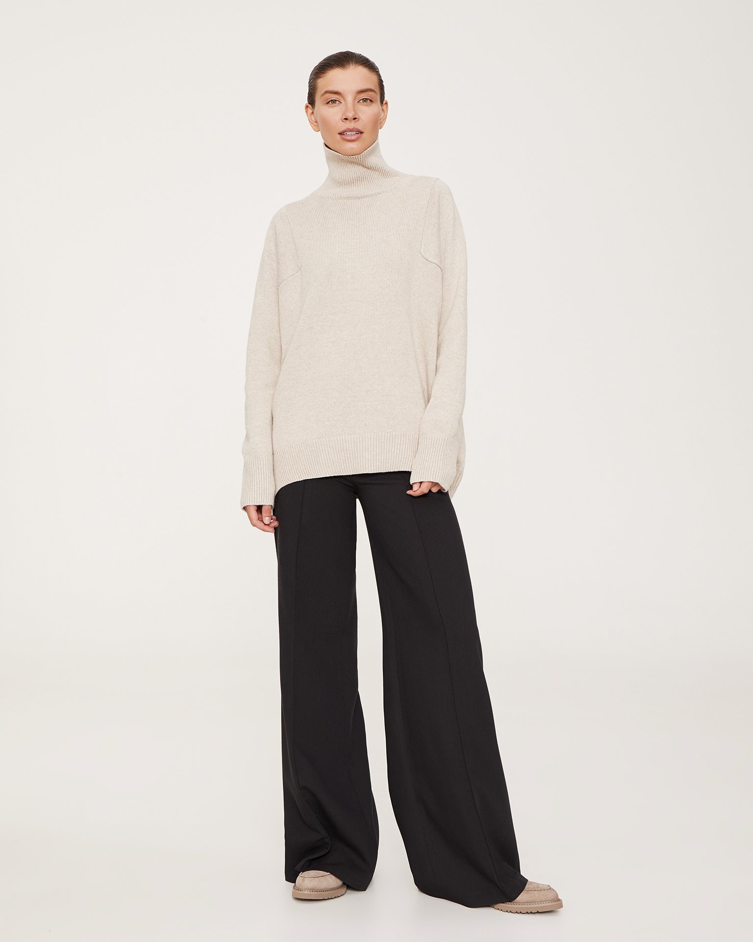 Wide-Leg Trousers with Creases