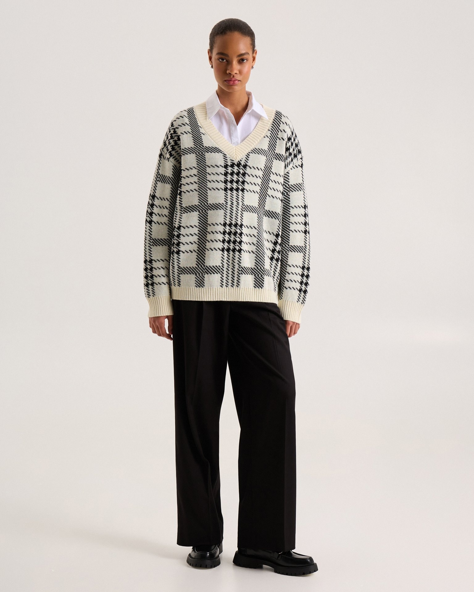 Checkerboard Jumper, Milk — photo 2